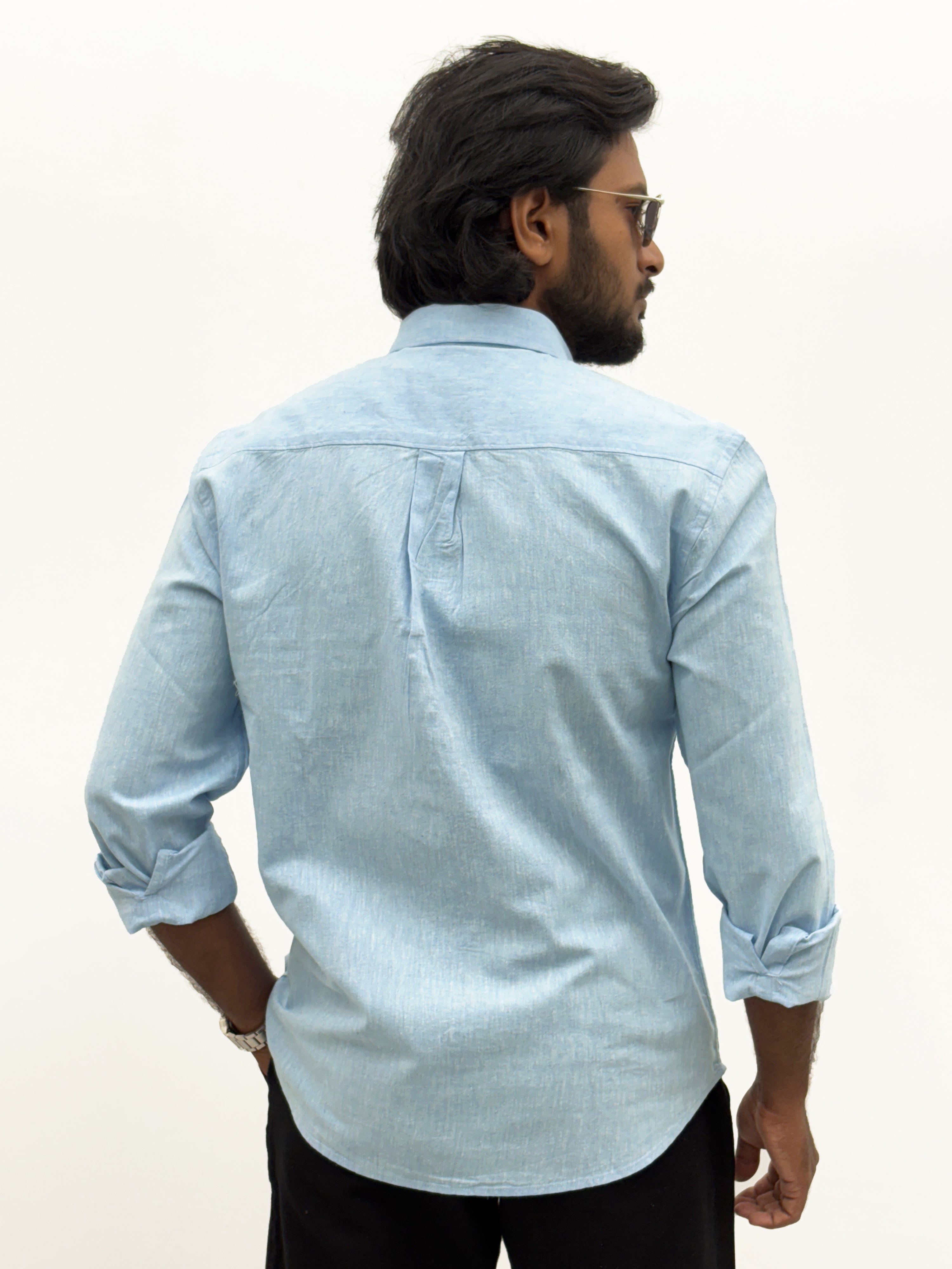 Powder Blue Linen Shirt