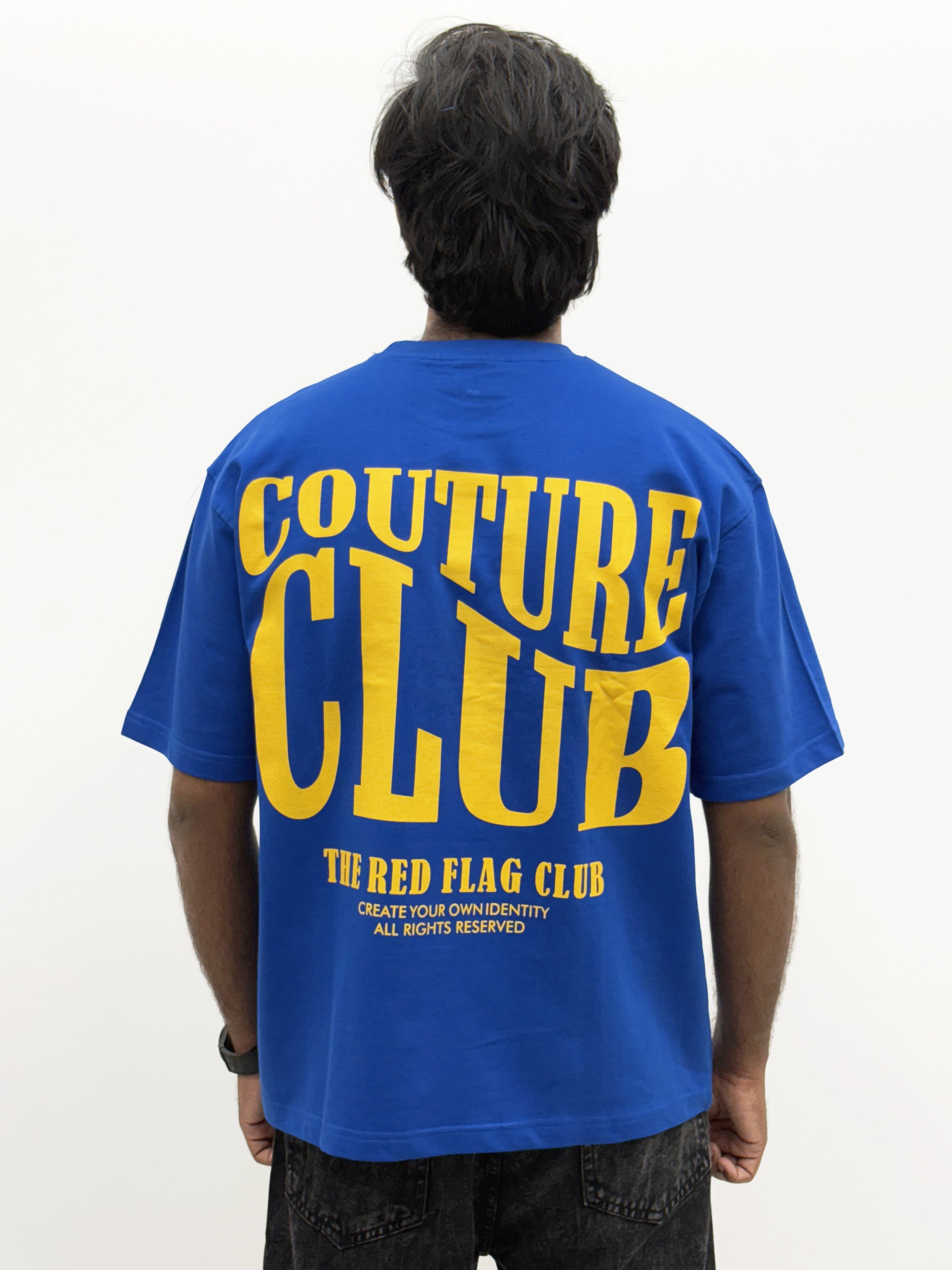 Blue Oversize Back Print  T-Shirt
