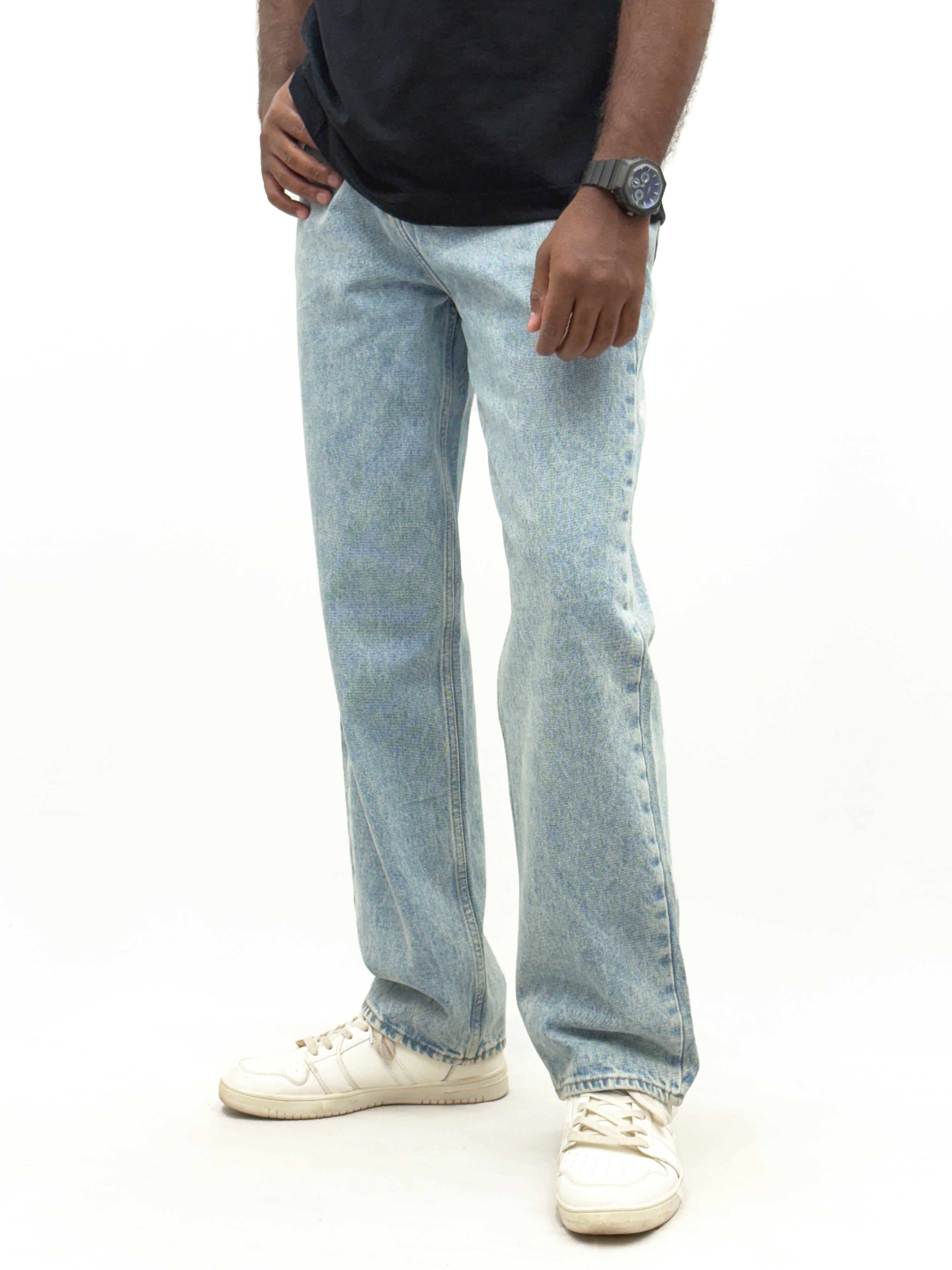 Blue Acid Wash Baggy Jeans