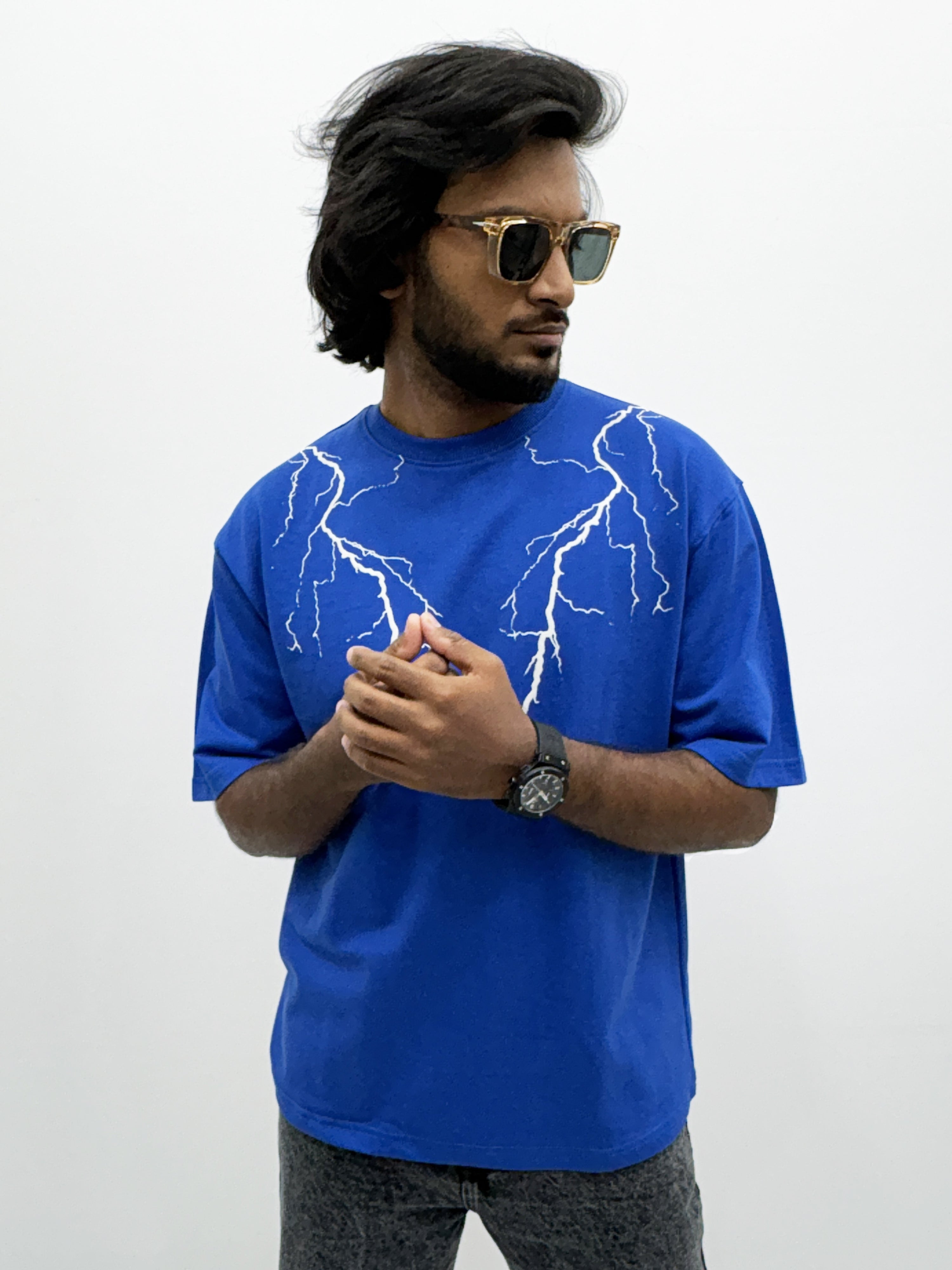 Blue All Over Print Oversize T-Shirt