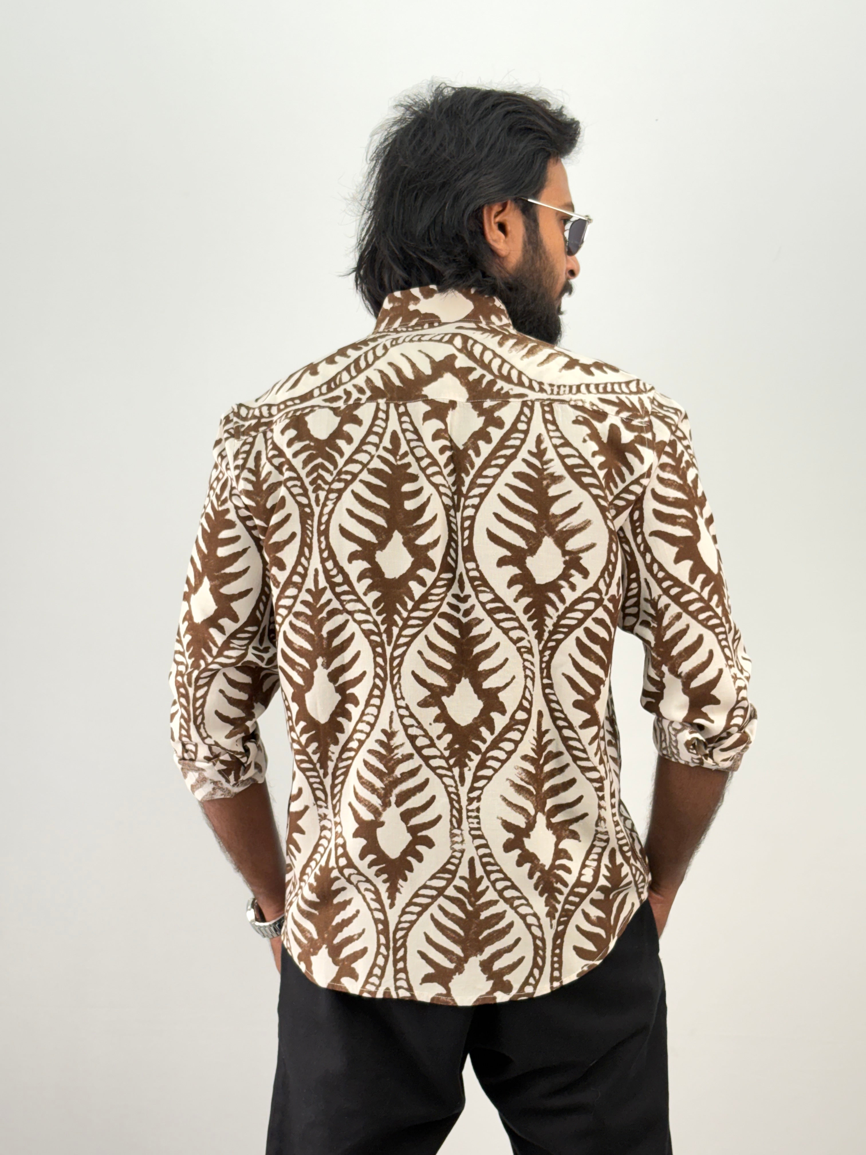 Brown Linen Printed Shirt