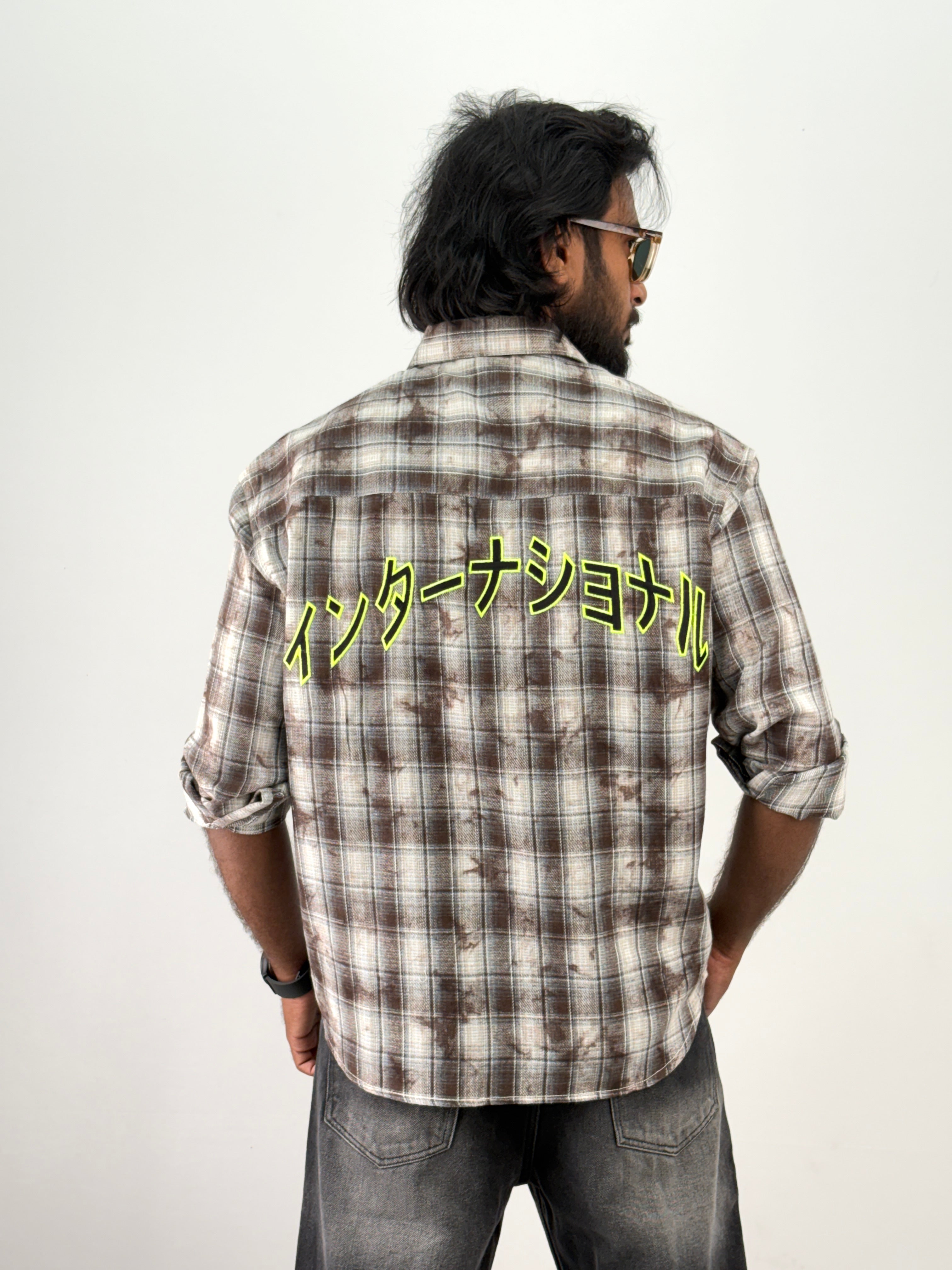 Brown Acid Wash Flannel Shirt