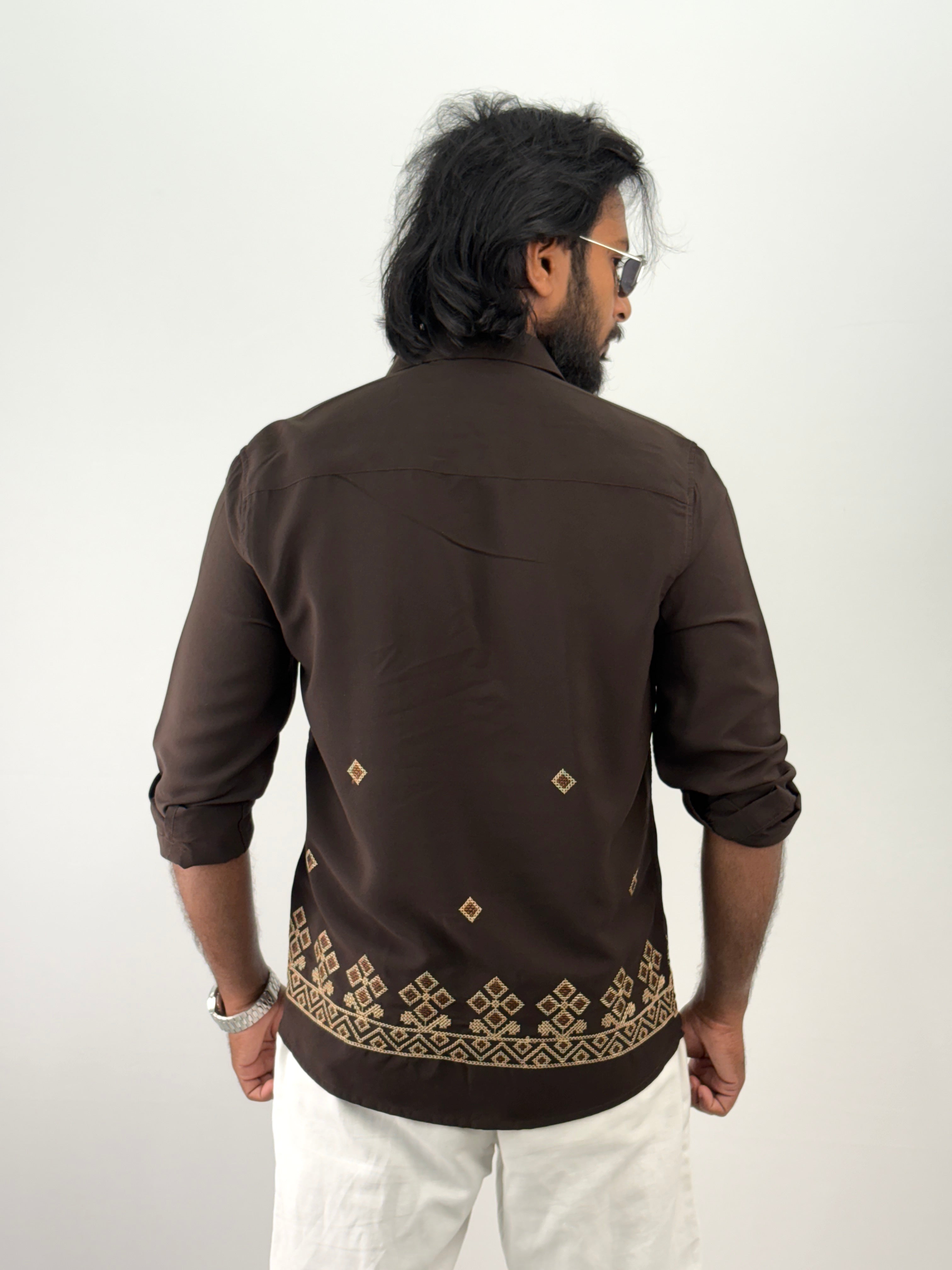 Brown Embroidery Shirt