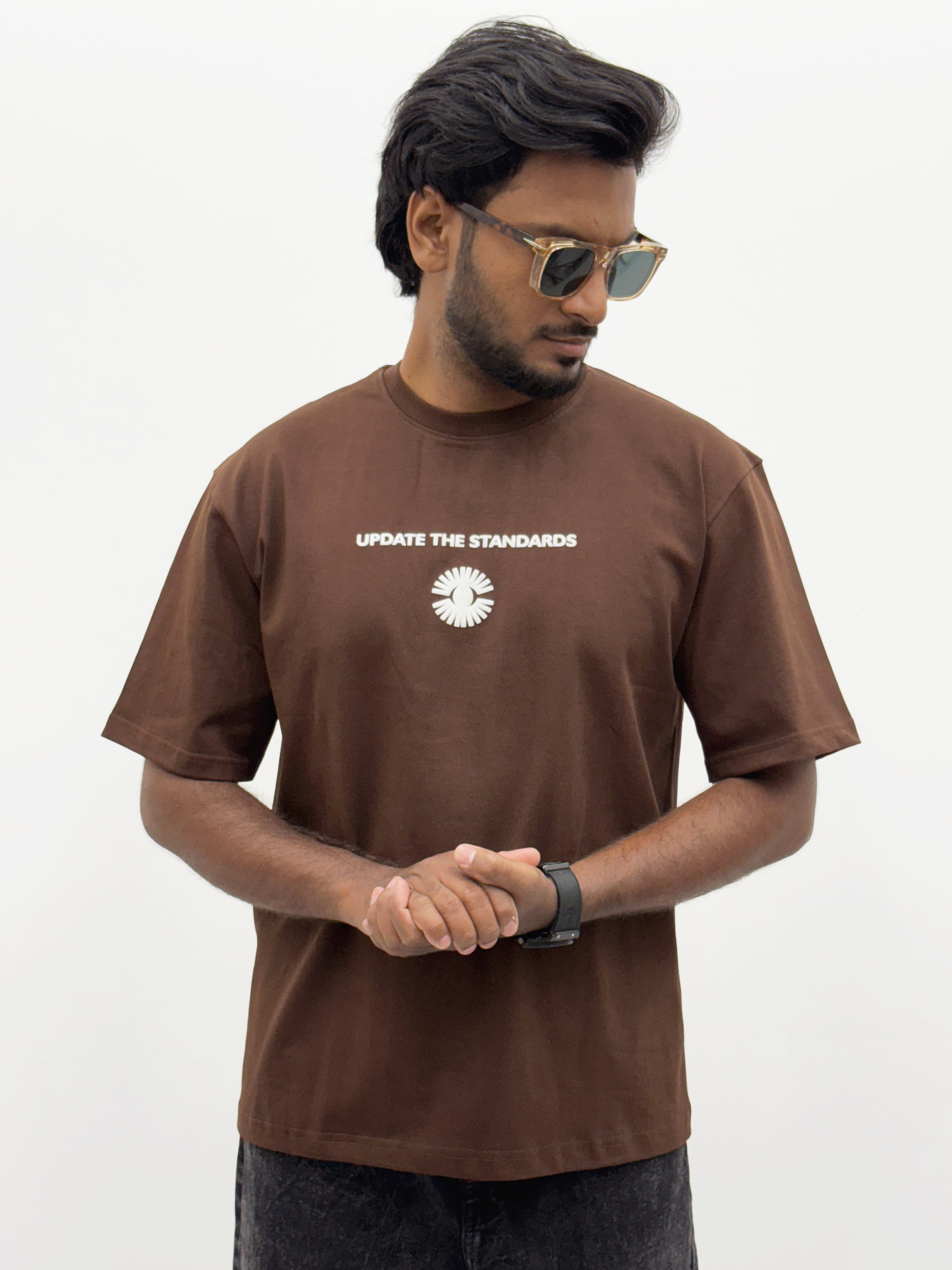 Brown Oversize Back Print  T-Shirt