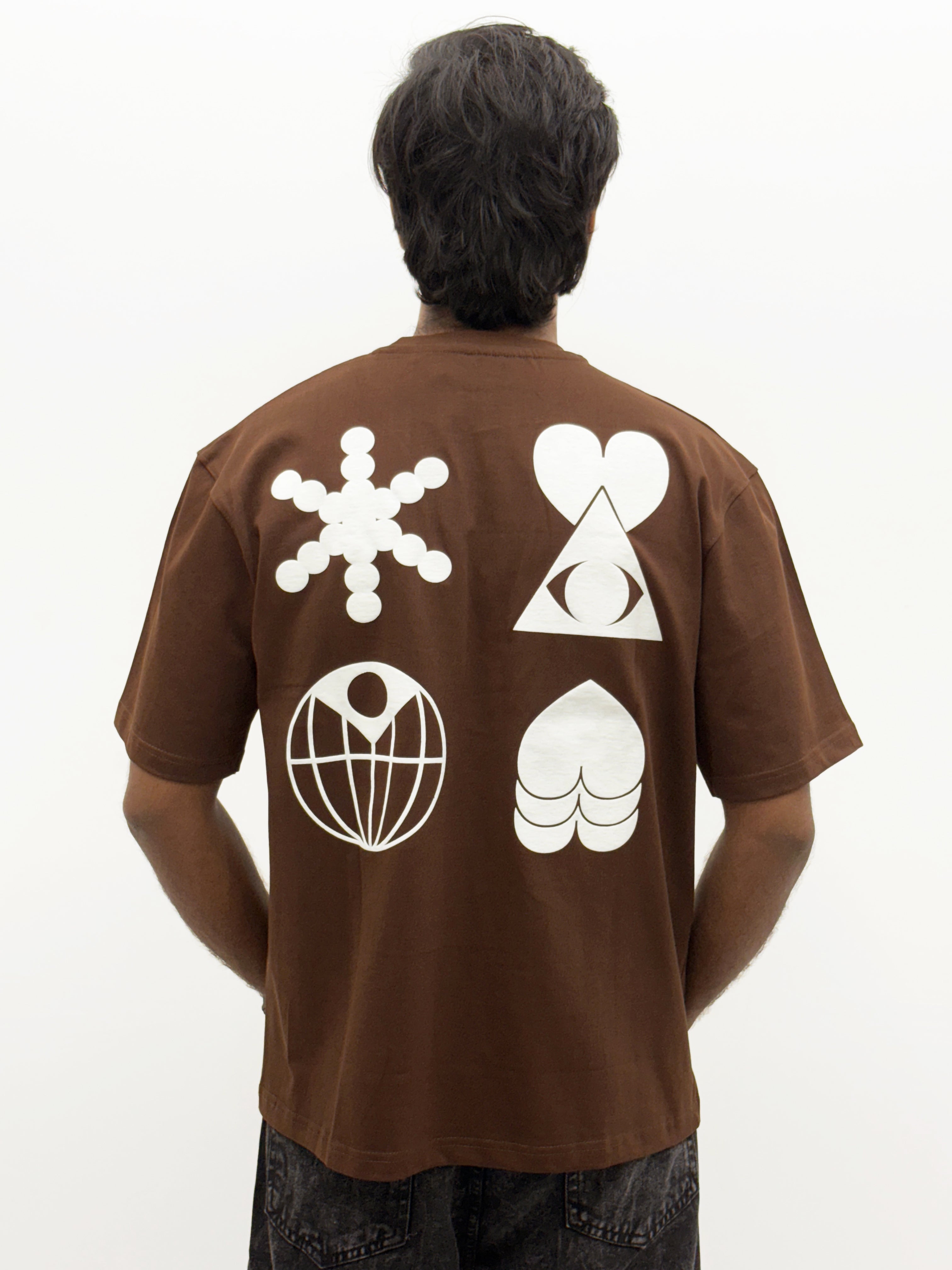 Brown Oversize Back Print  T-Shirt