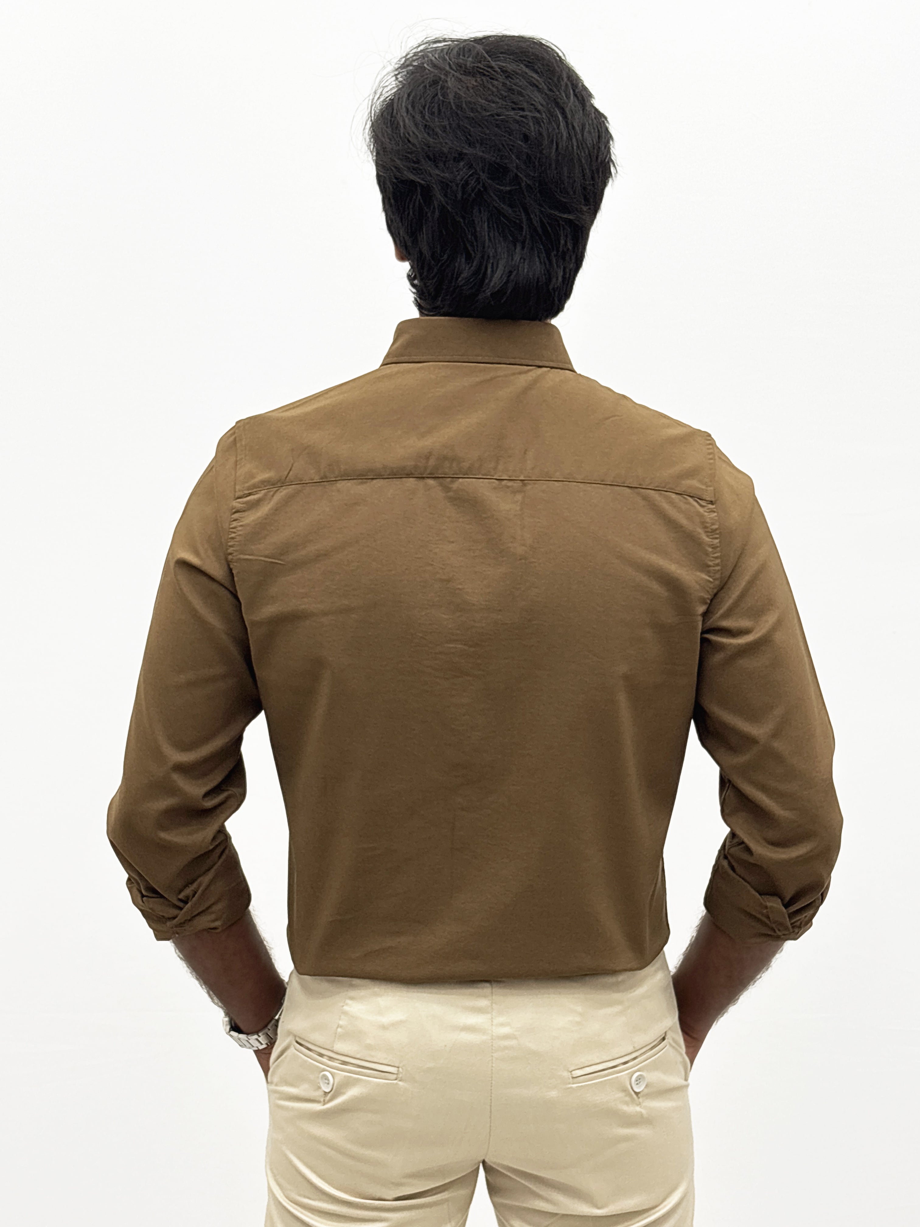 Brown Plain Oxford Shirt