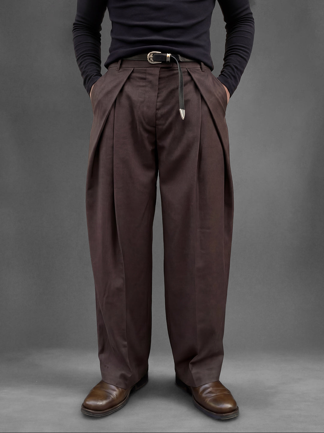 Coffee Pleated Korean Trousers