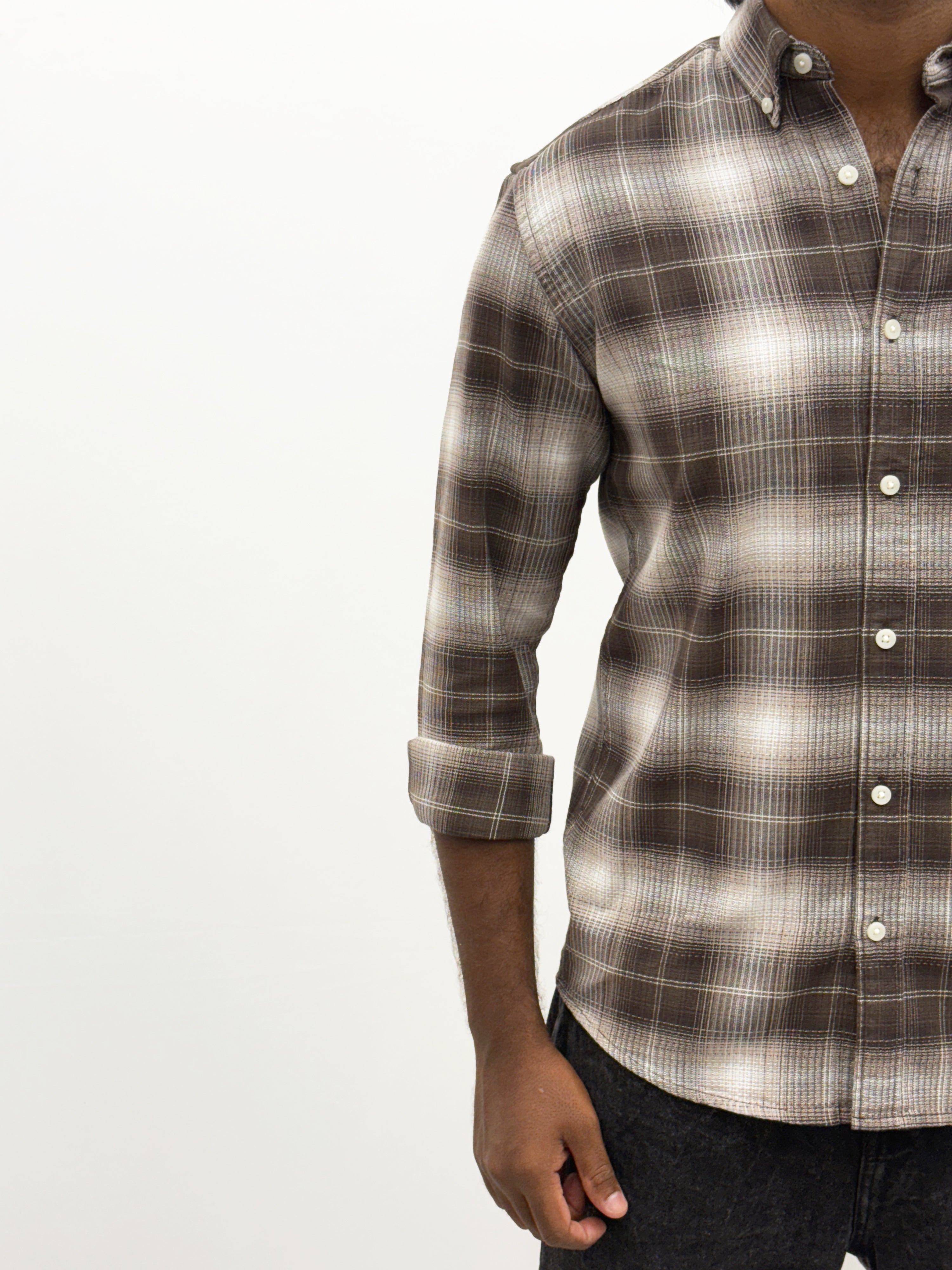 Brown White Flannel Shirt