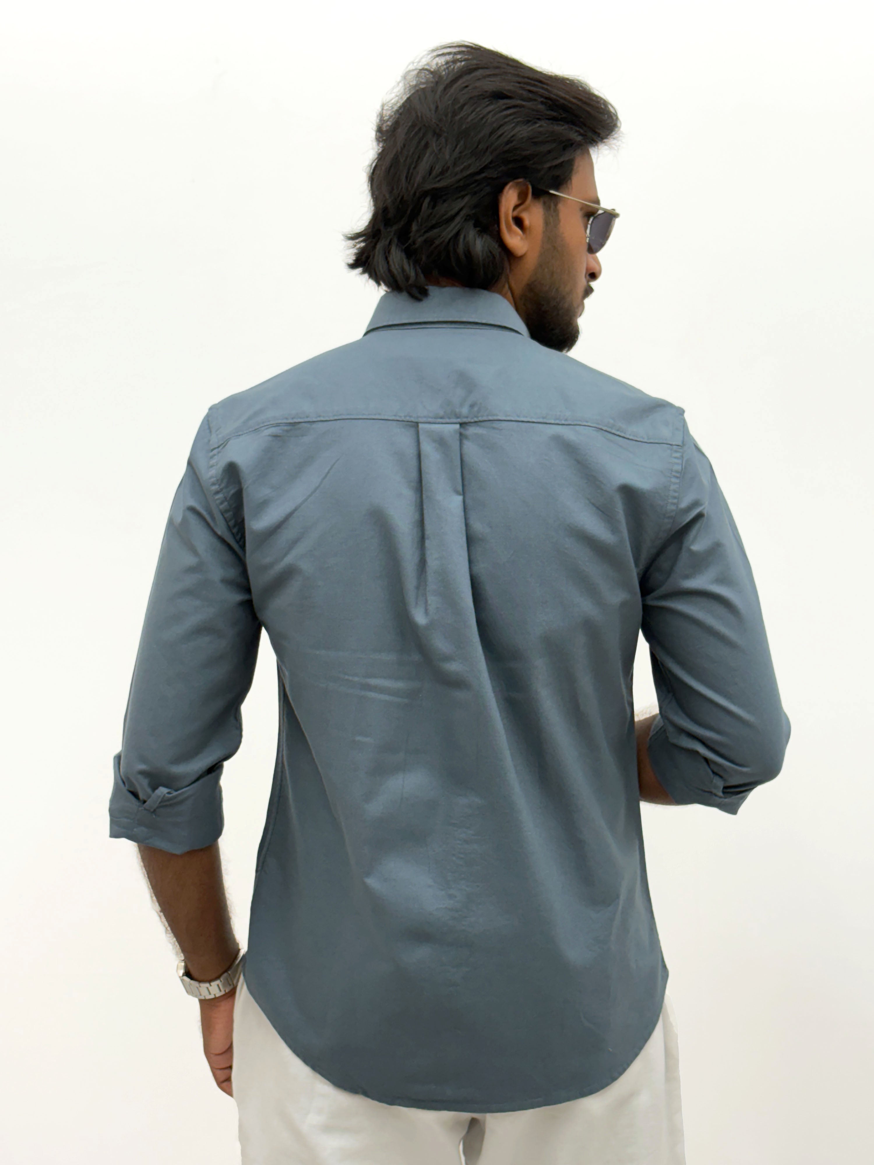 Cadet Blue Plain Oxford Shirt