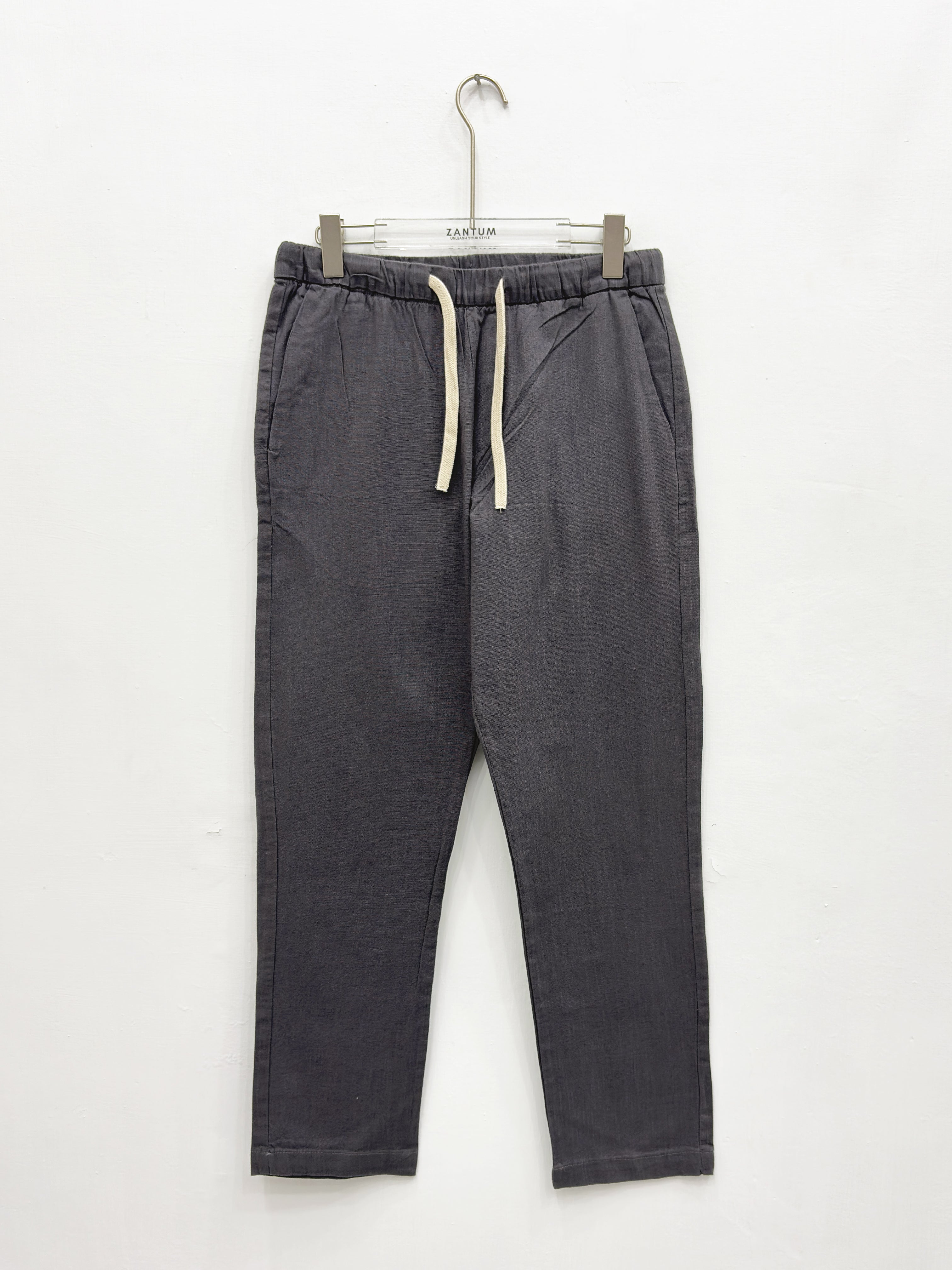 Charcoal Relax Fit Linen Pants