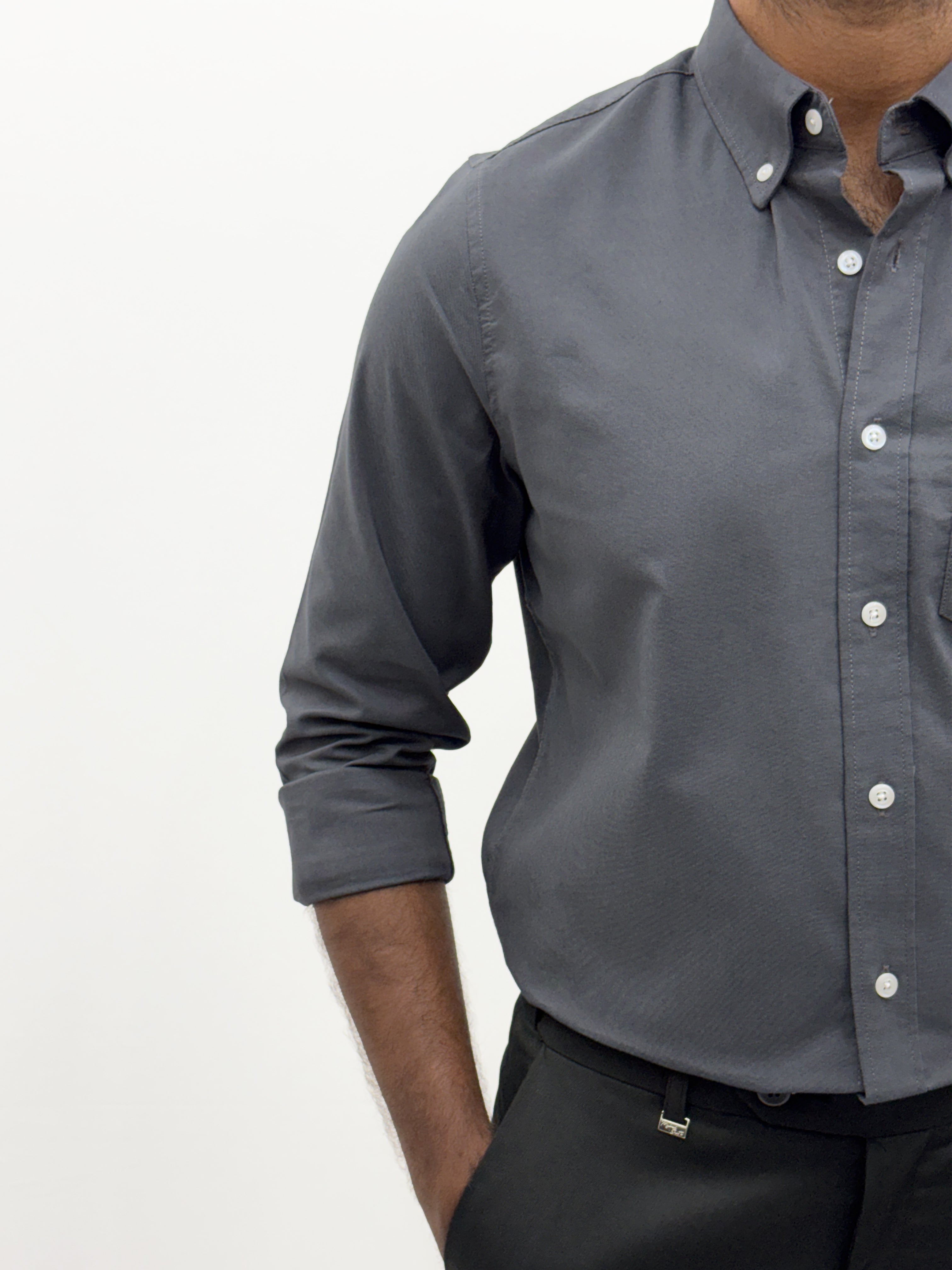 Charcoal Plain Oxford Shirt