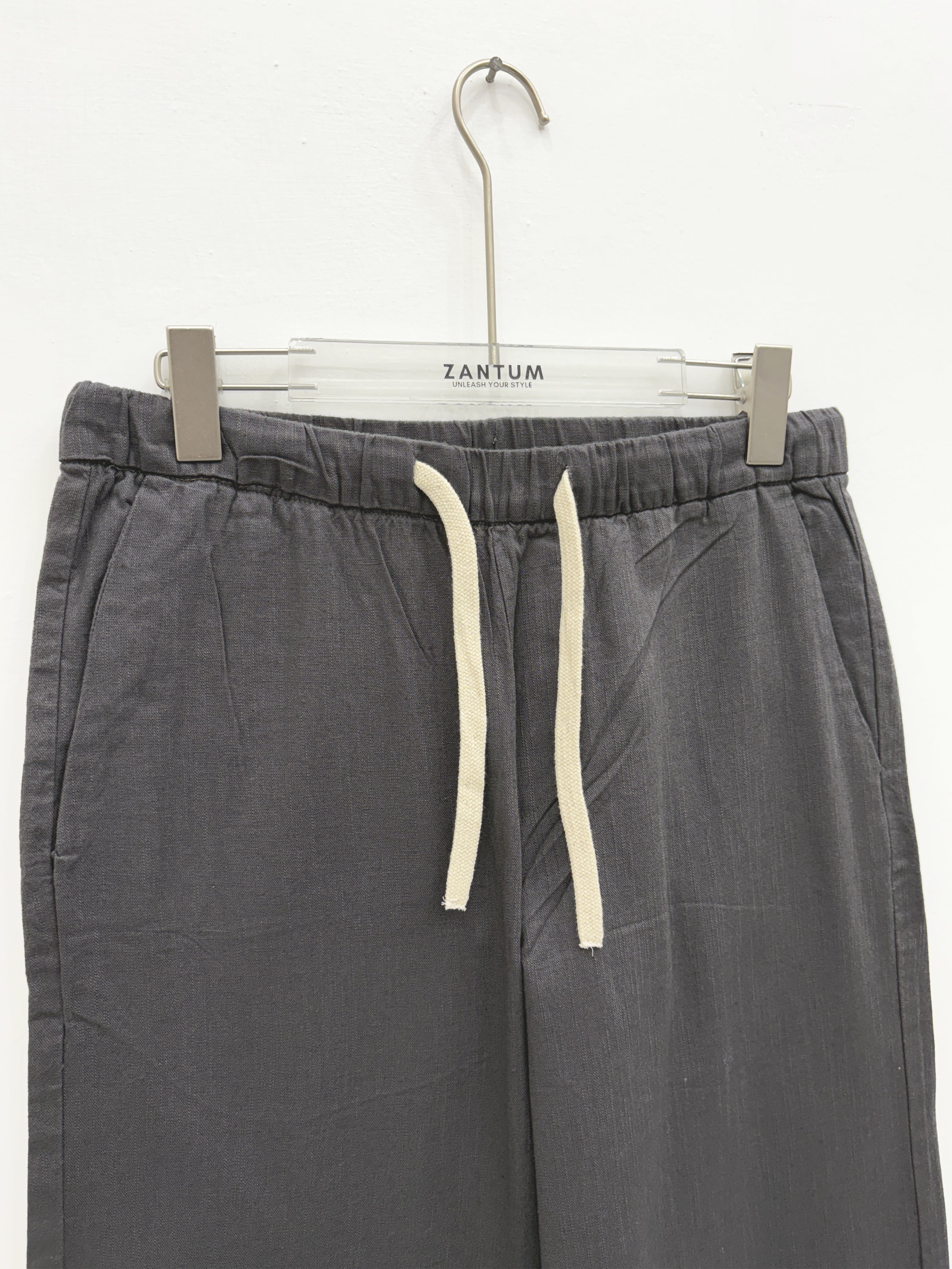 Charcoal Relax Fit Linen Pants