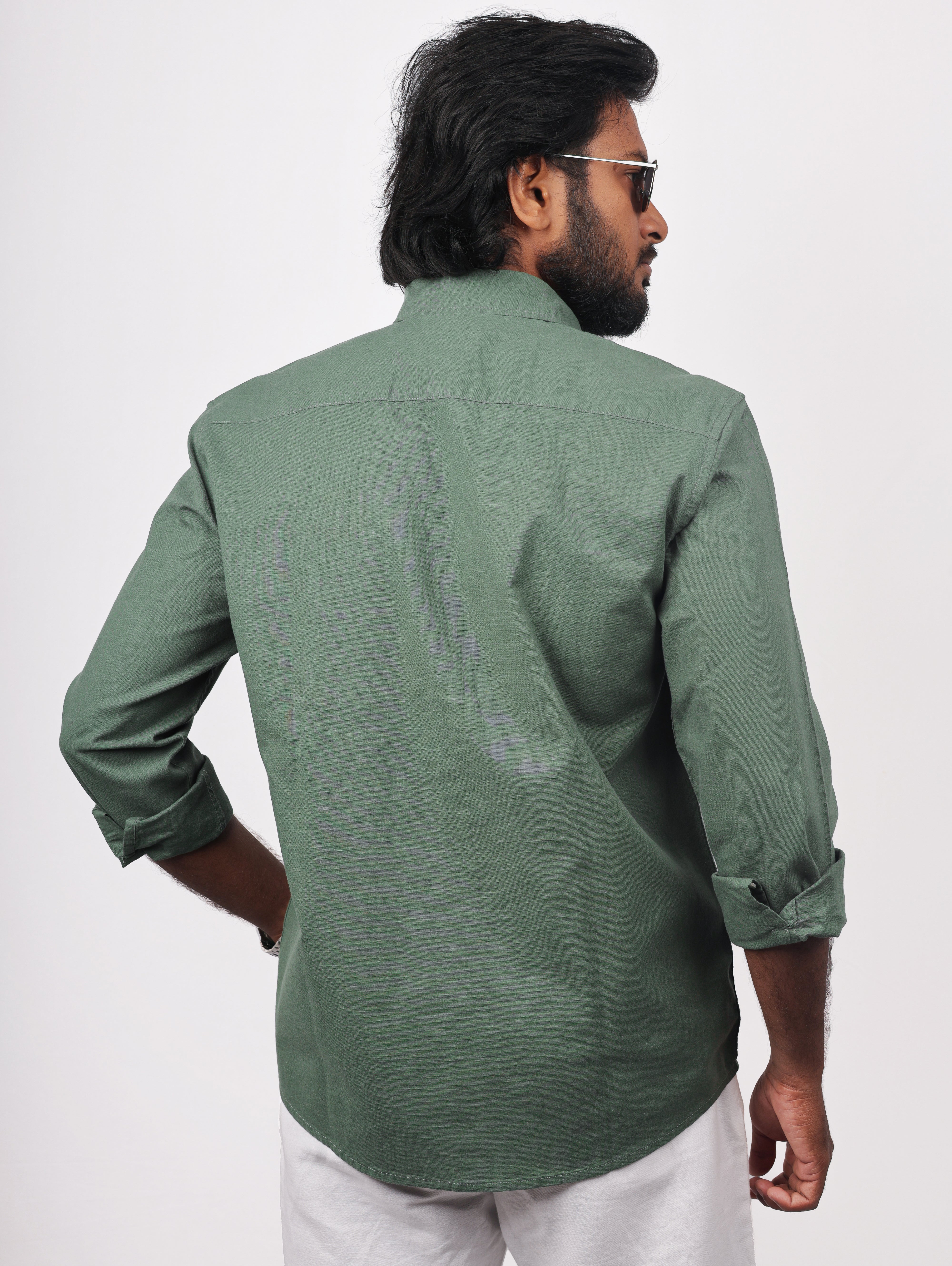 Dark Green Linen Shirt
