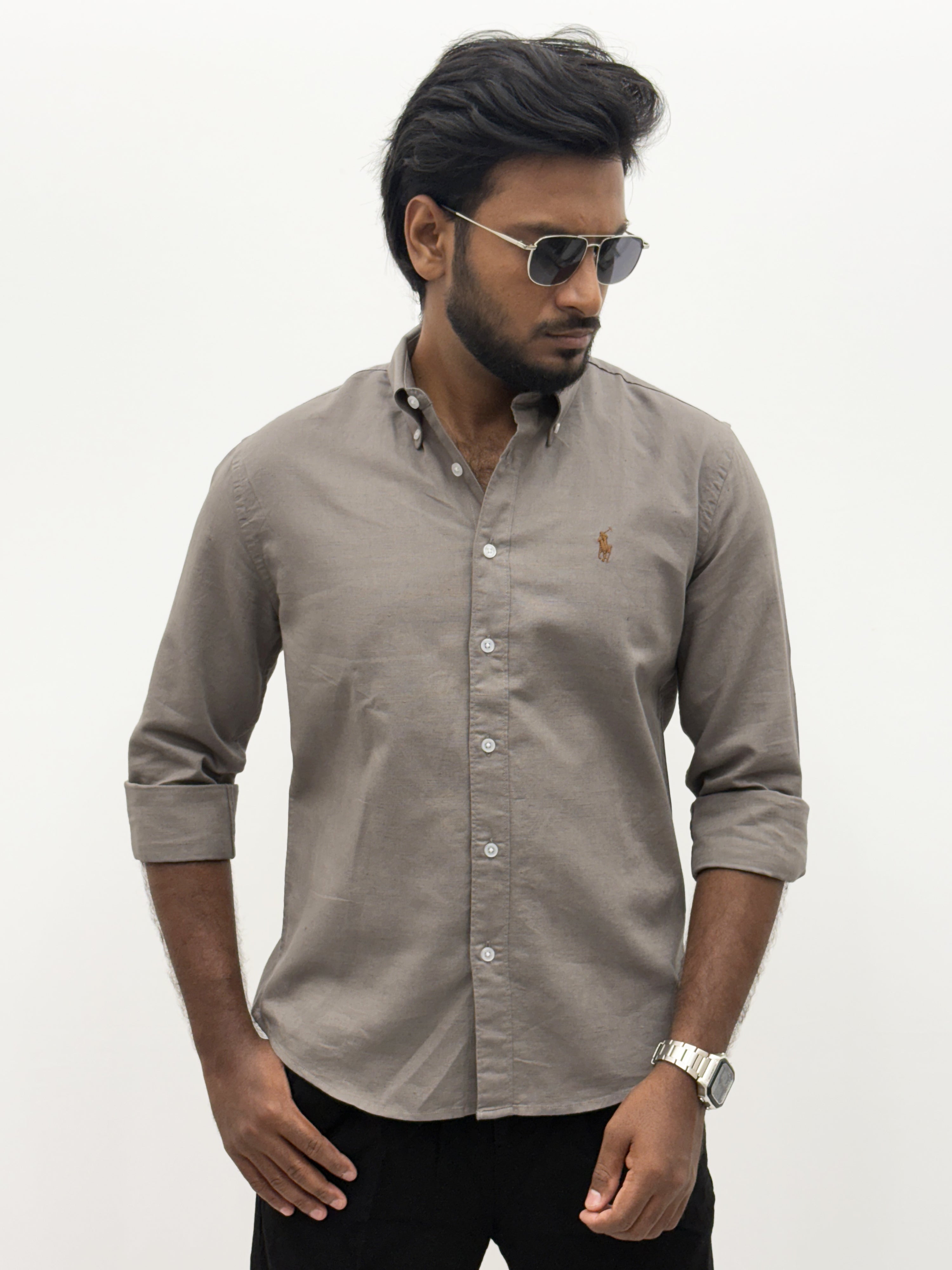 Ash Plain Linen Shirt