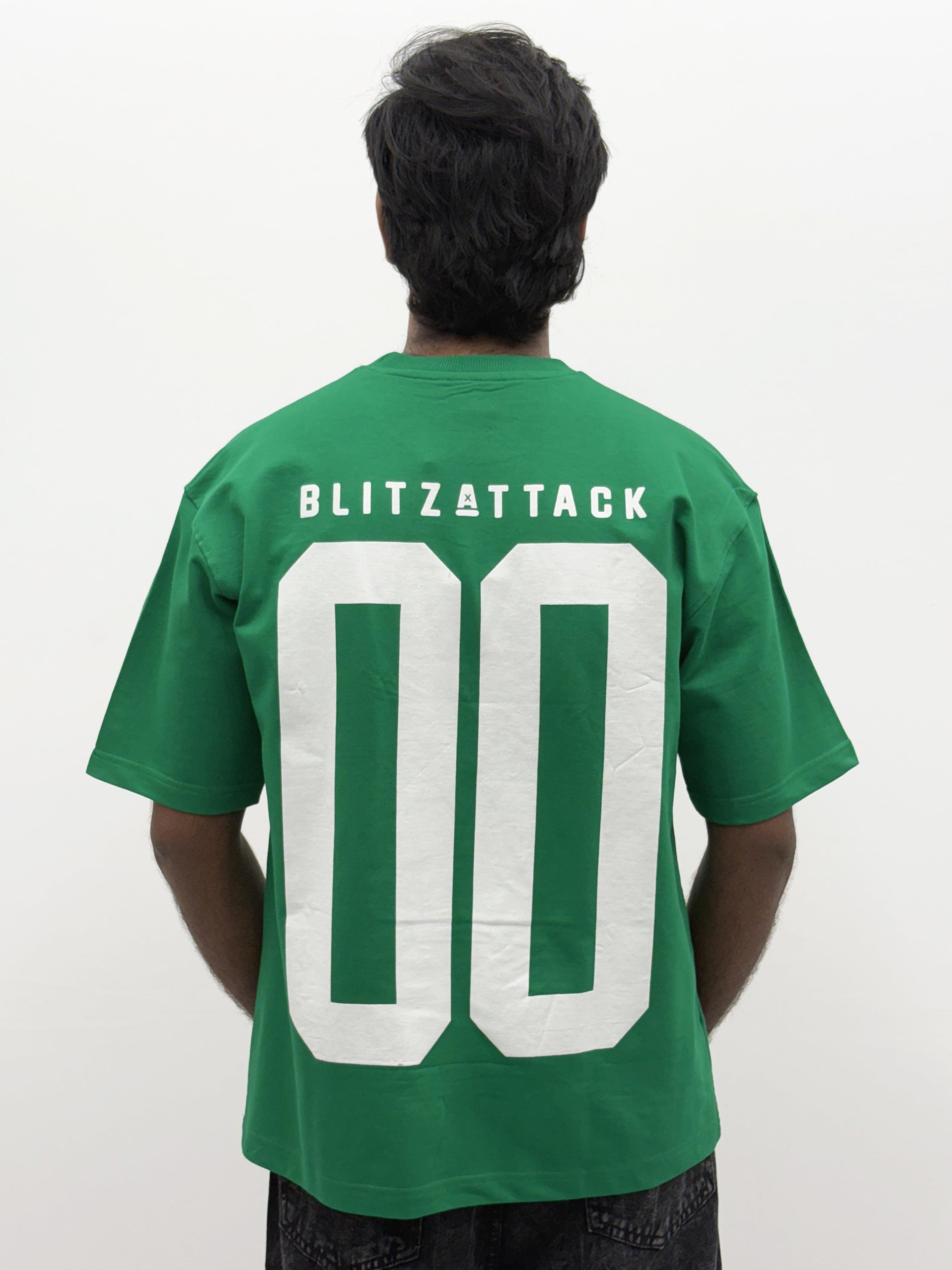 Green Oversize Back Print  T-Shirt