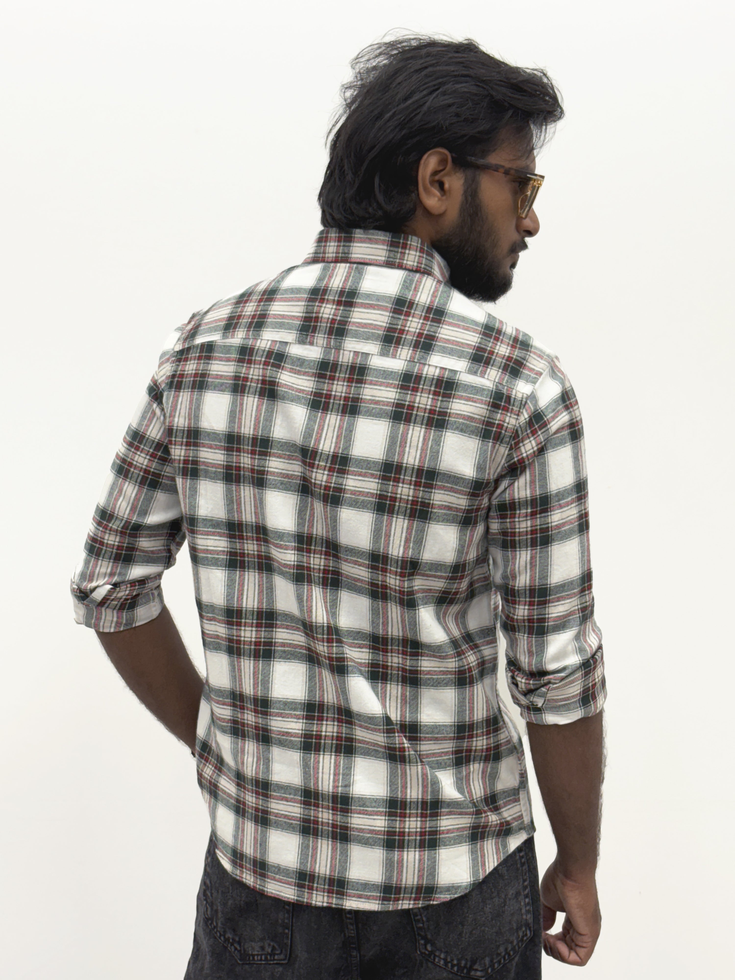 Green White Flannel Shirt