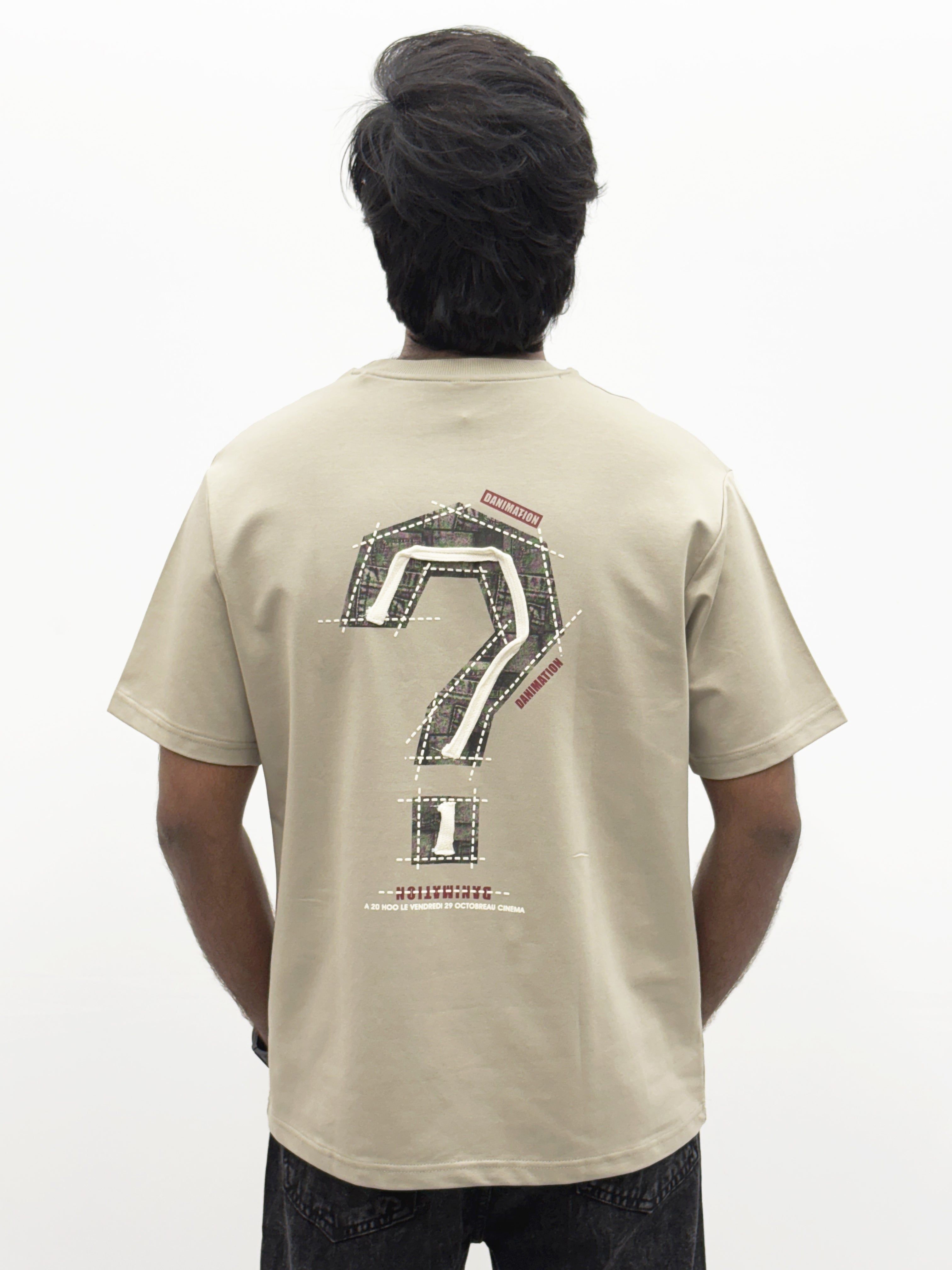 Grey Oversize Back Print  T-Shirt
