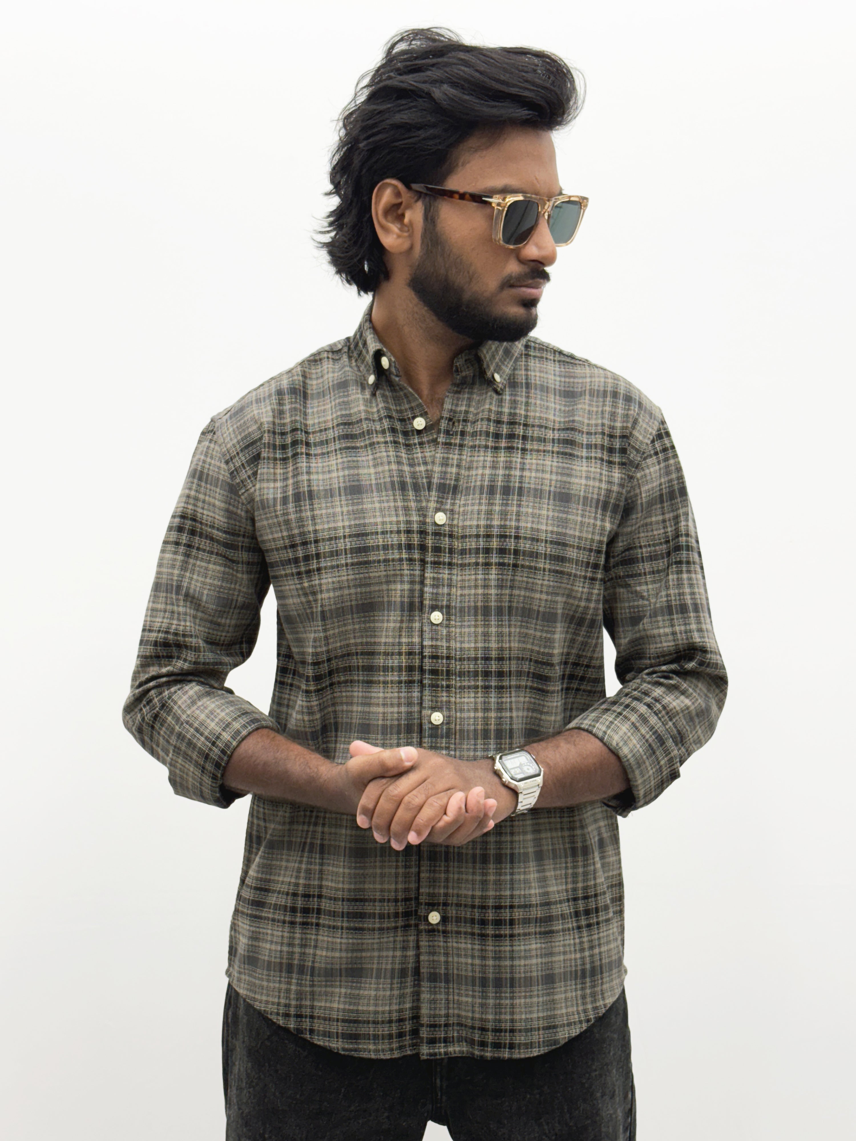 Black Grey Flannel Shirt