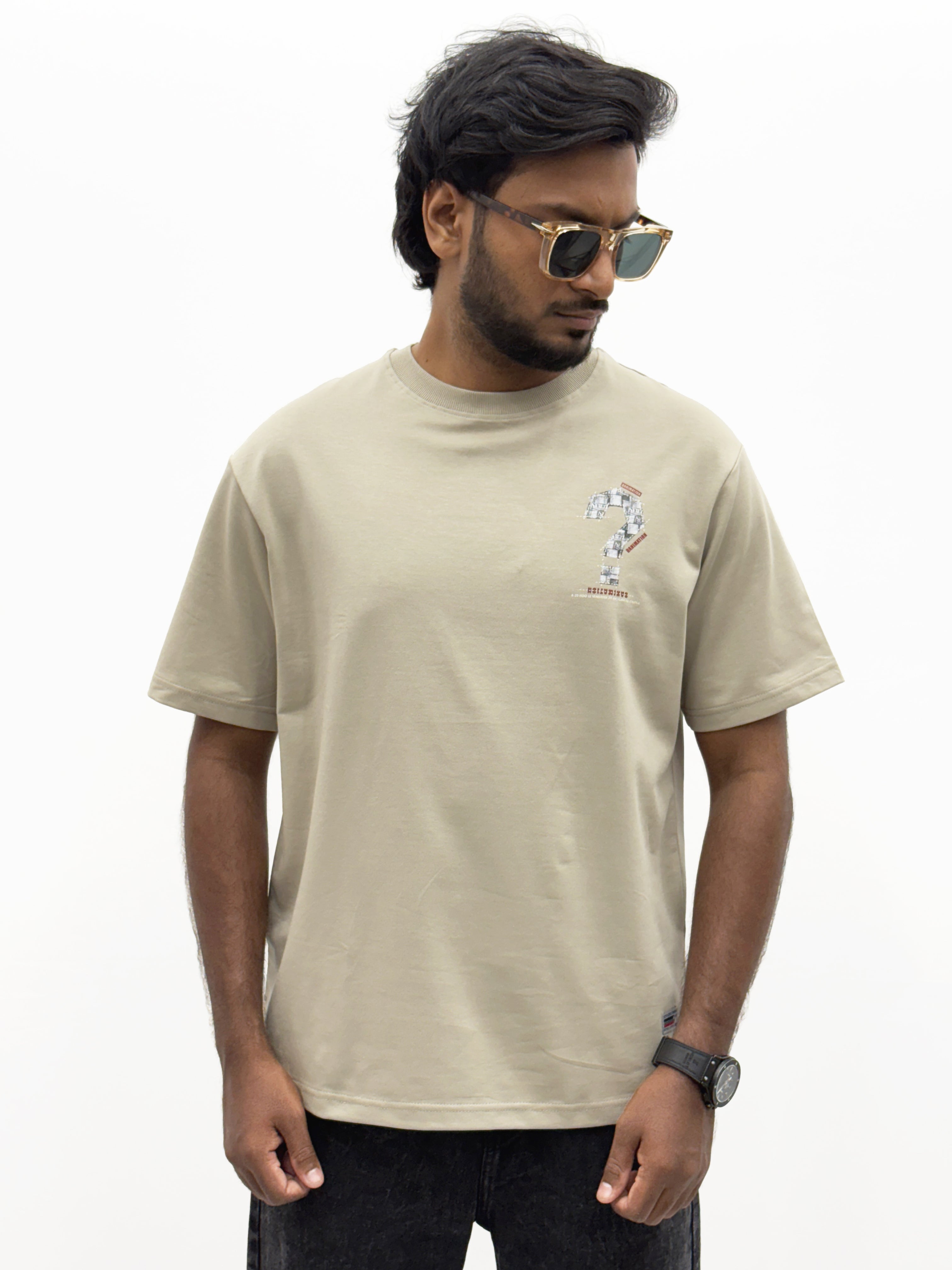 Grey Oversize Back Print  T-Shirt