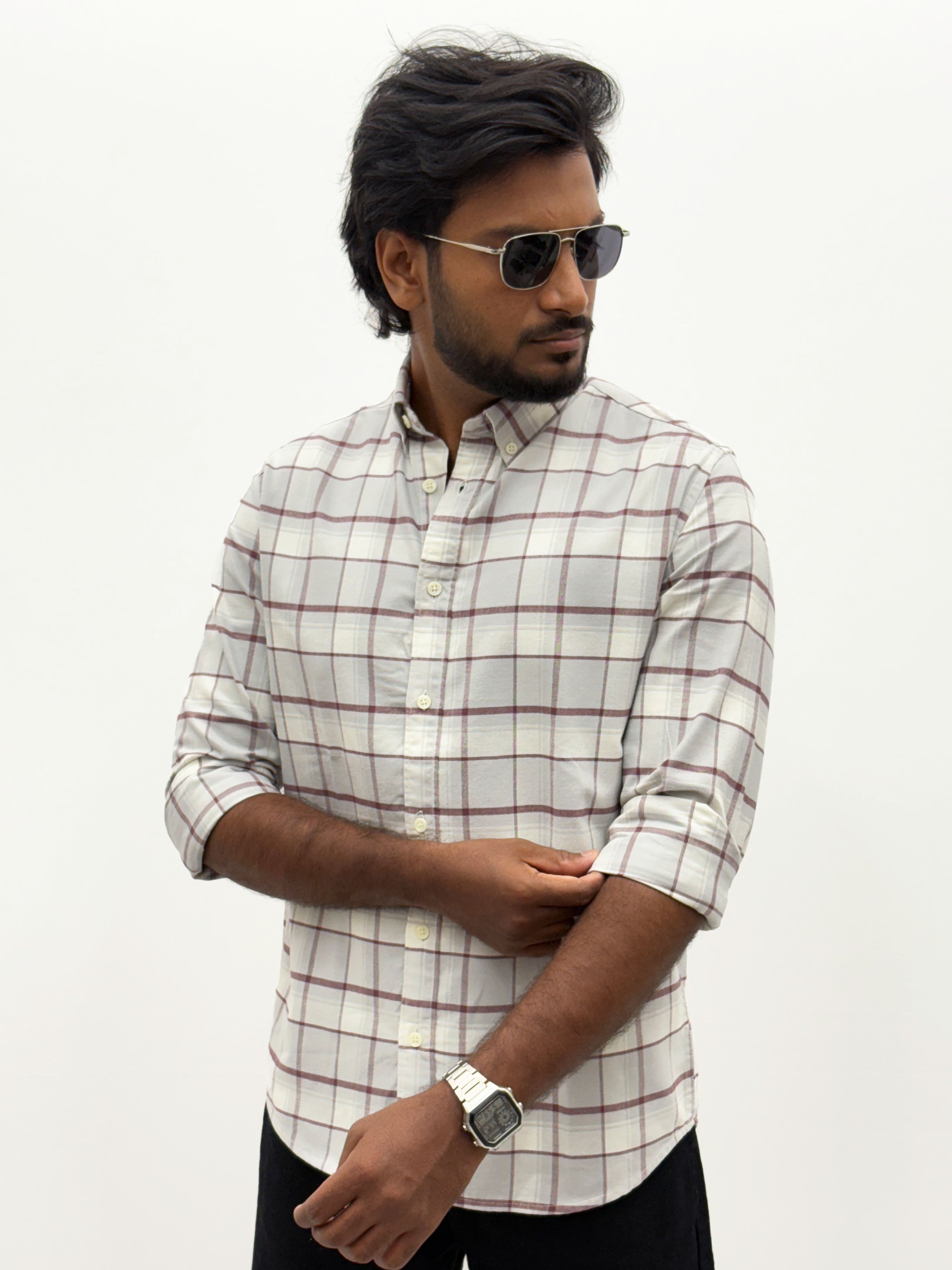 Grey White Flannel Shirt
