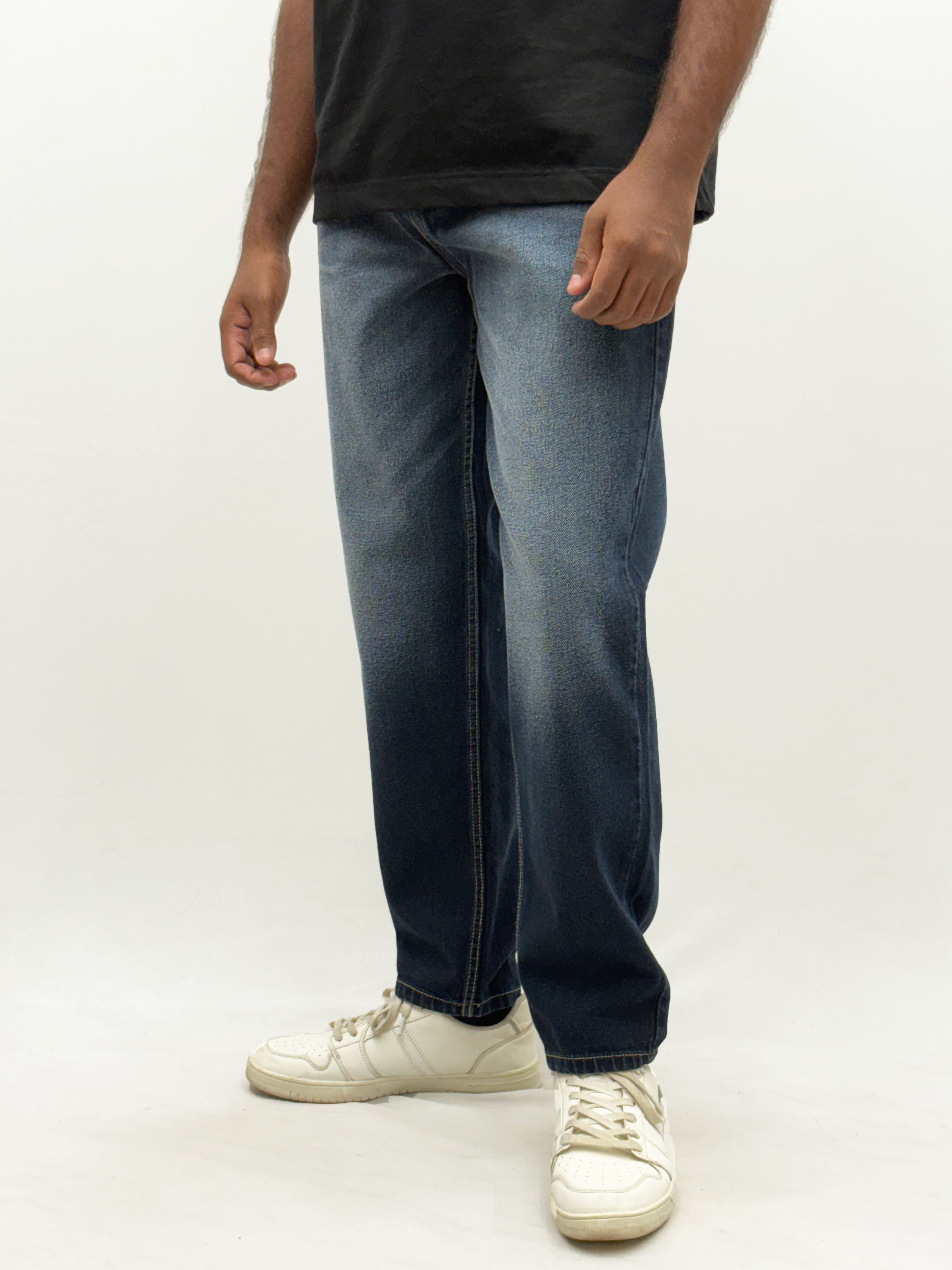 Denim Blue Semi Baggy Jeans