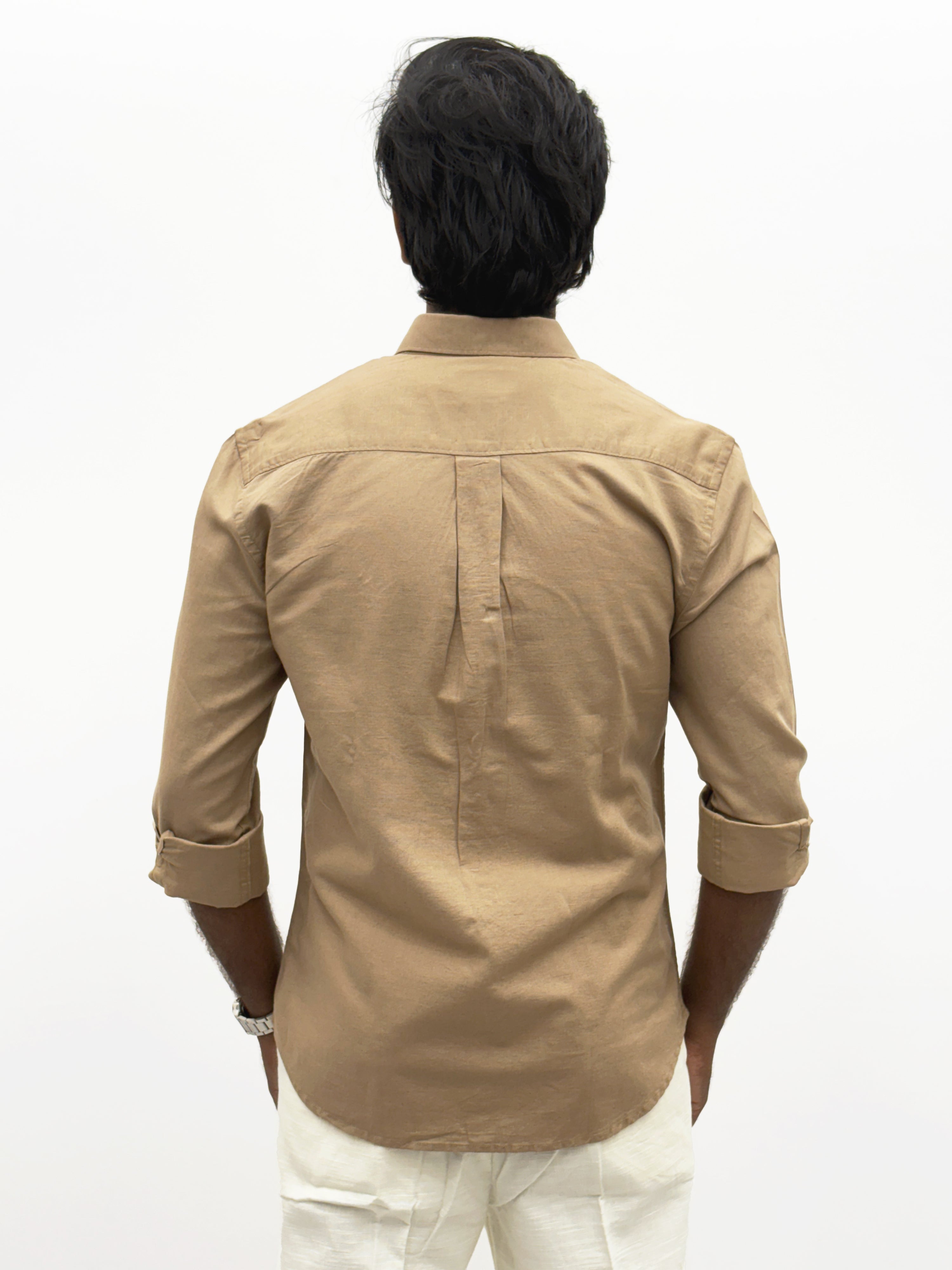 Khaki Plain Linen Shirt