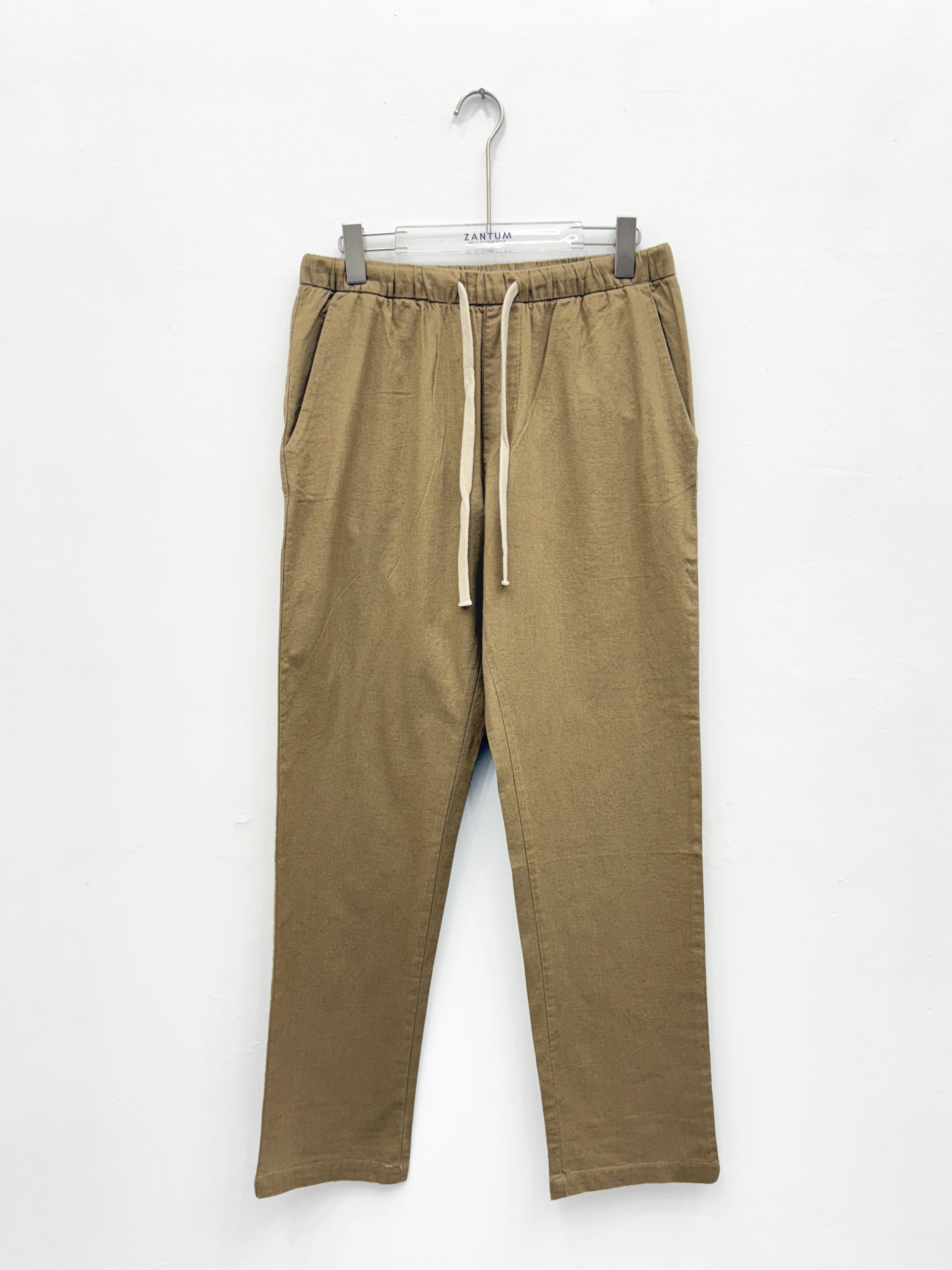 Khaki Relax Fit Linen Pants