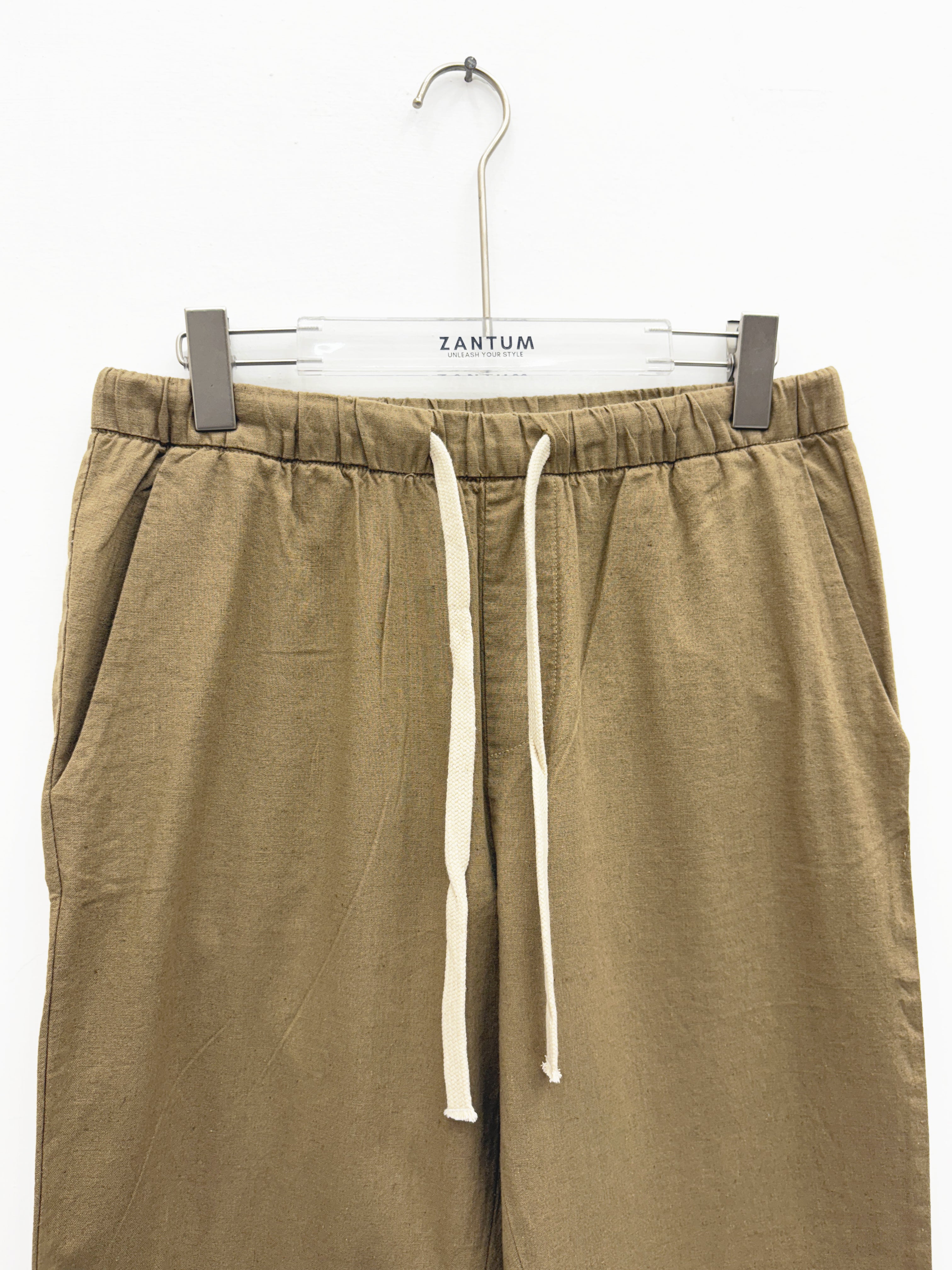 Khaki Relax Fit Linen Pants