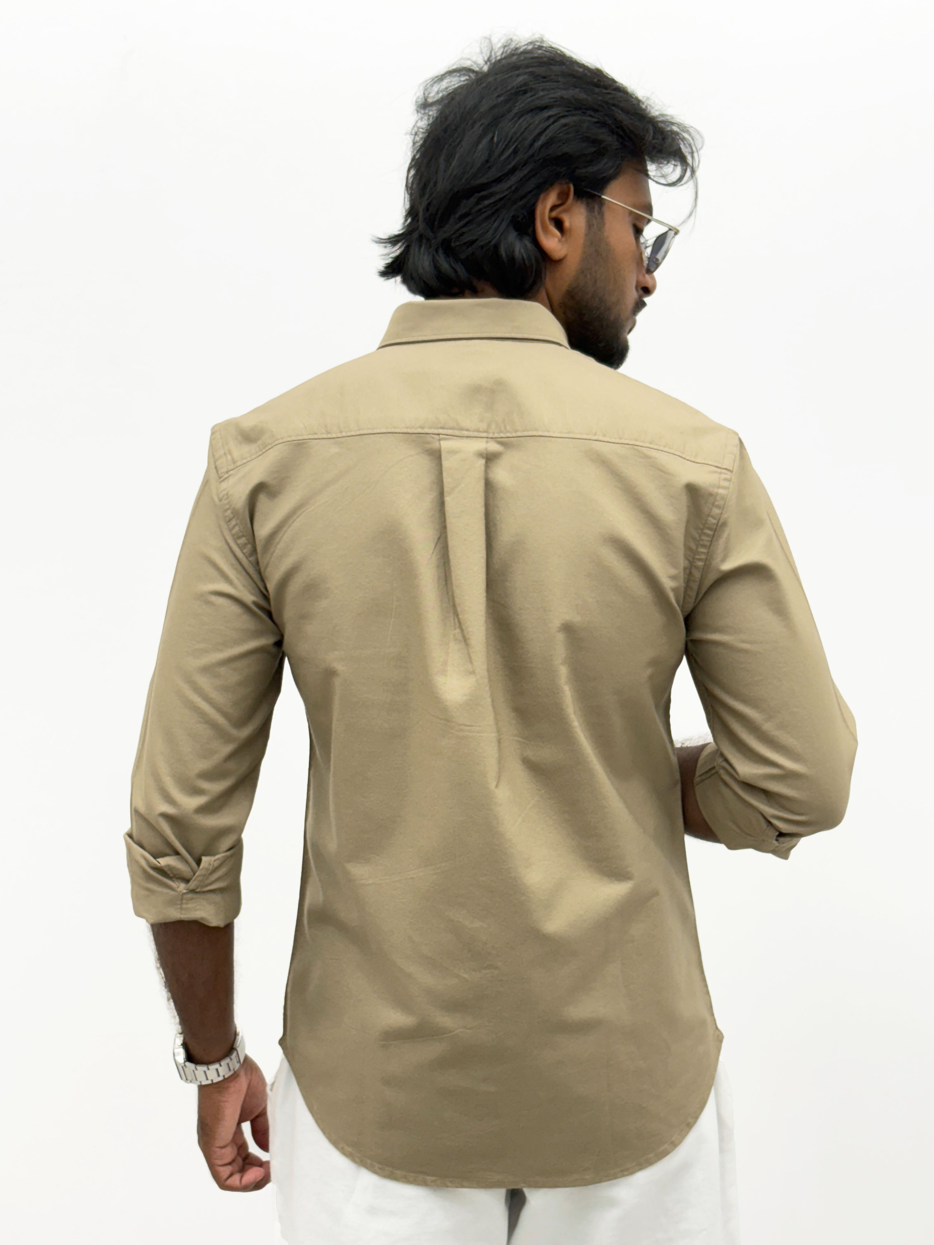 Khaki Plain Oxford Shirt