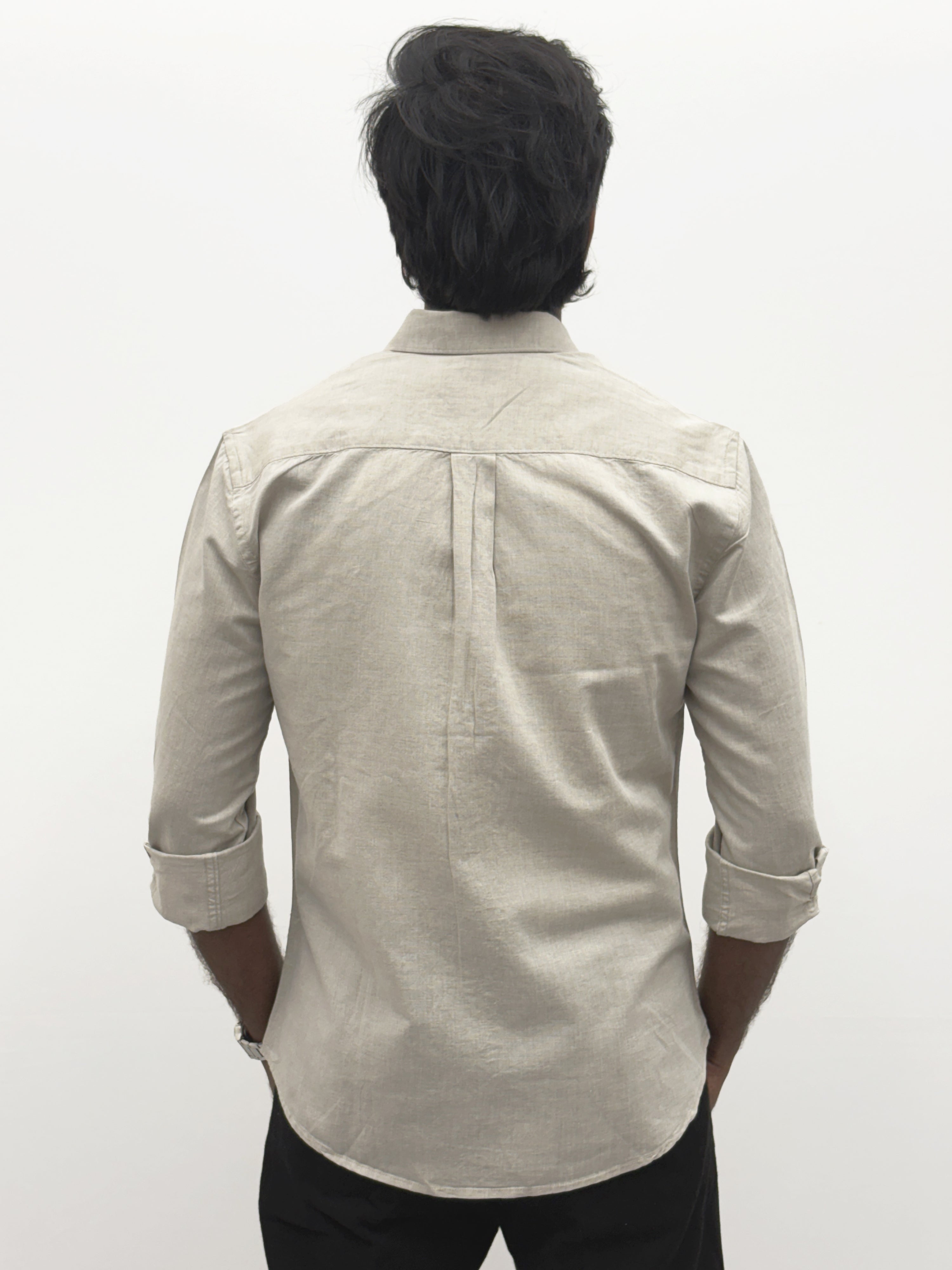 Light Beige Plain Linen Shirt