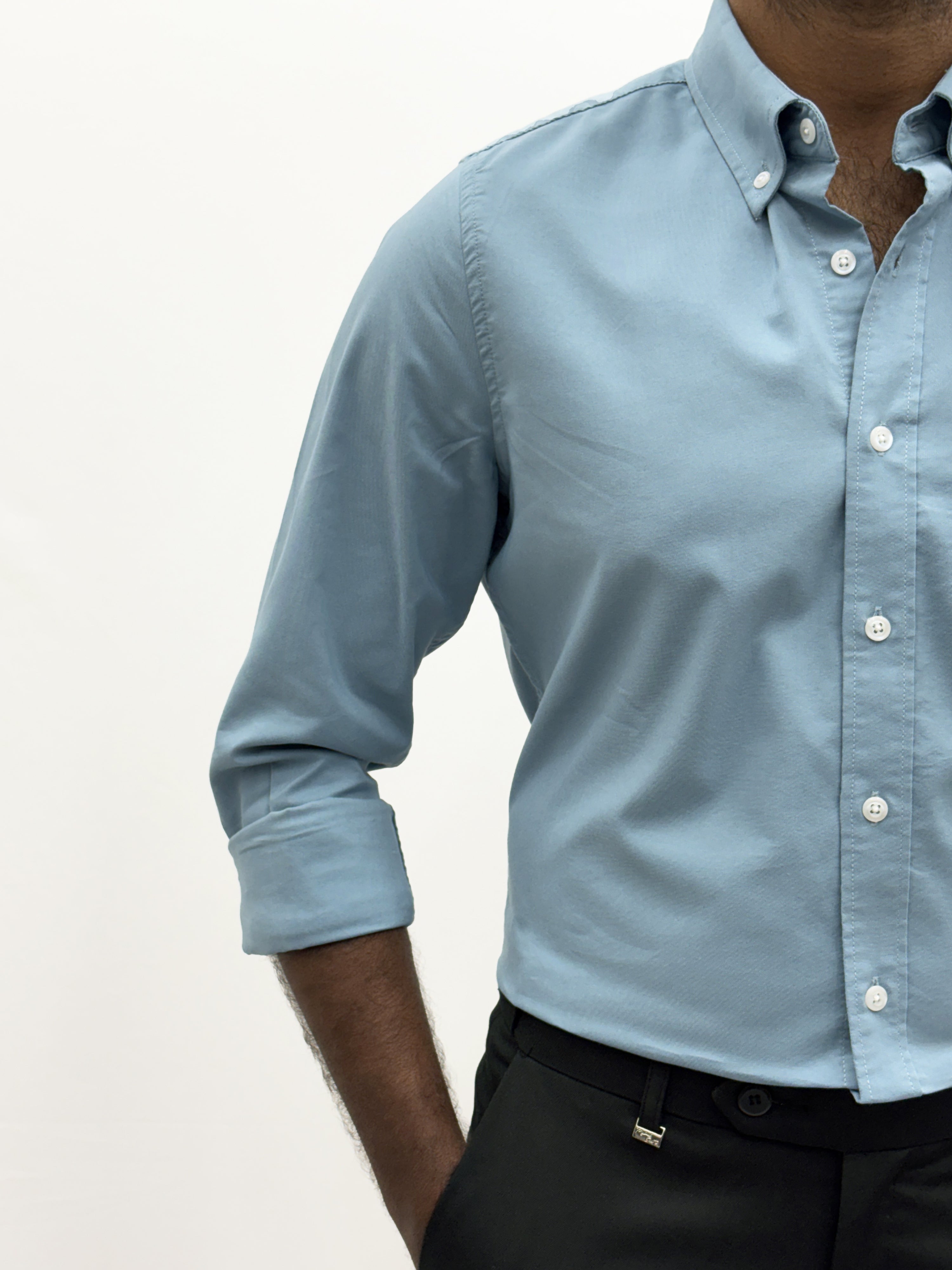 Light Blue Plain Oxford Shirt