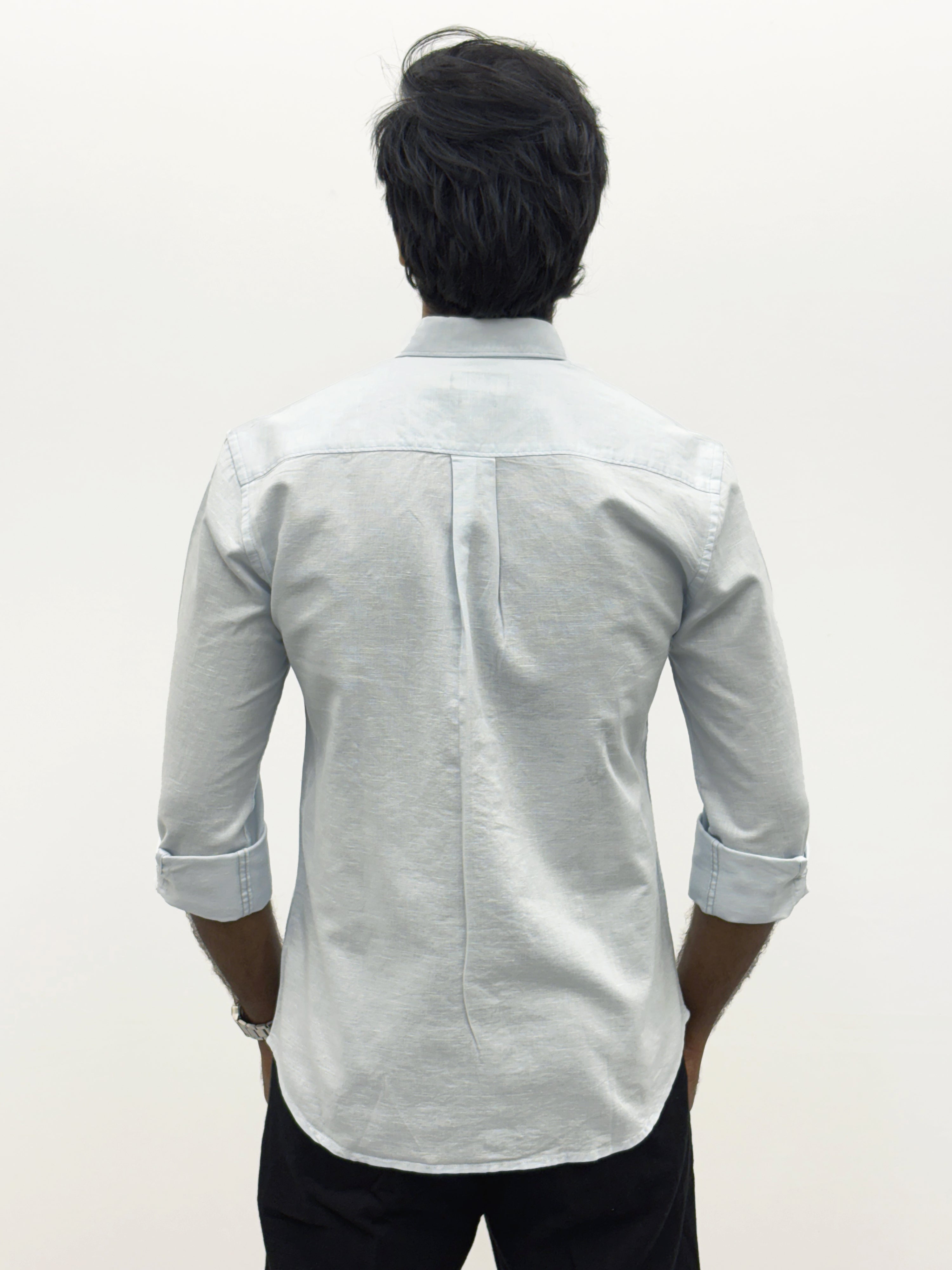 Light Blue Plain Linen Shirt
