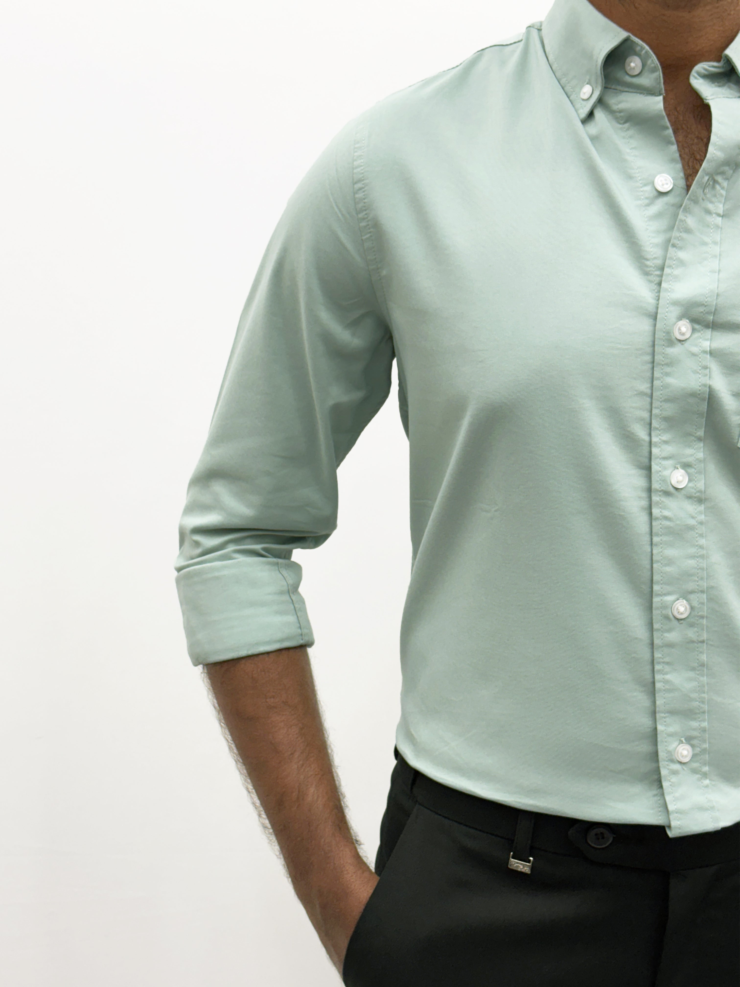 Light Green Plain Oxford Shirt