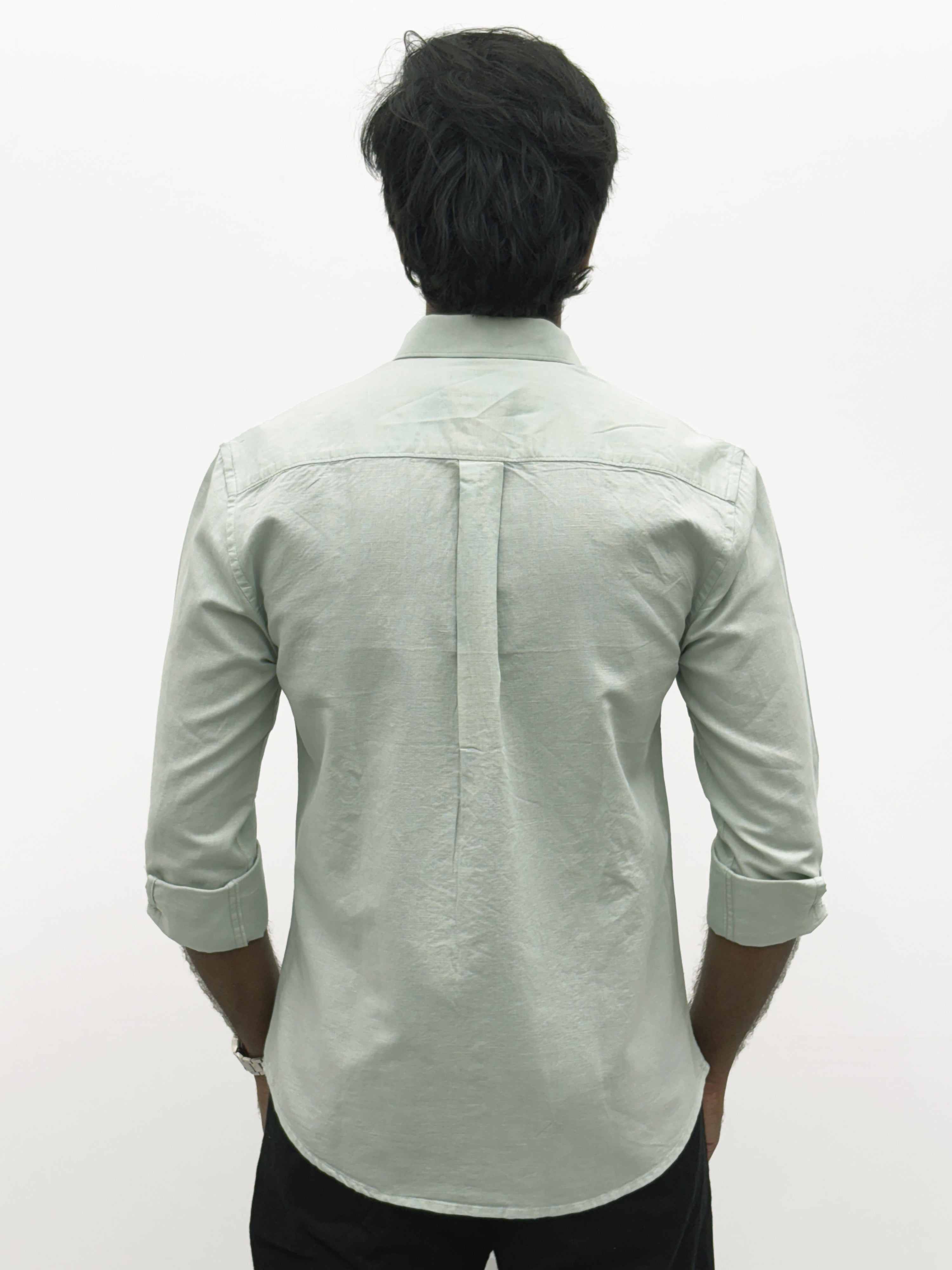 Light Green Plain Linen Shirt