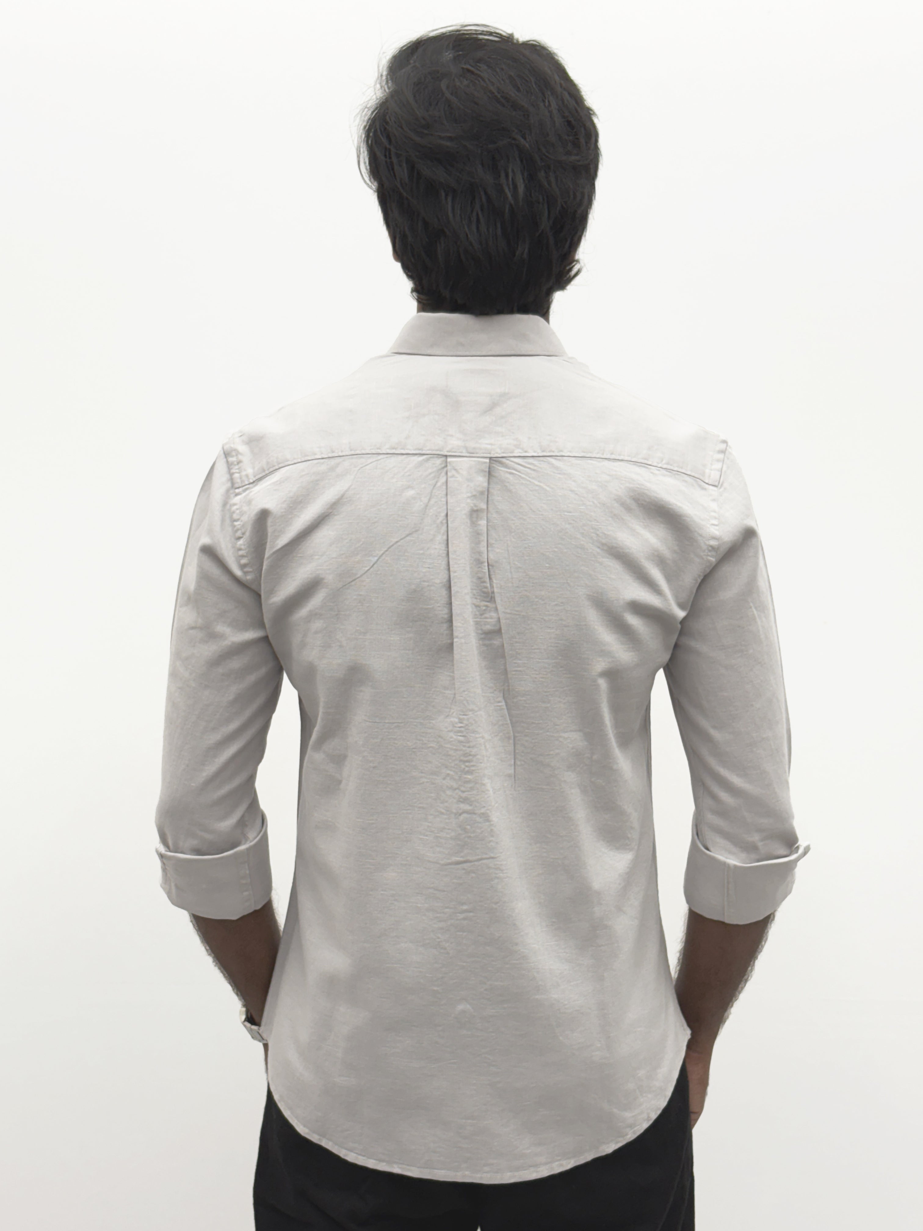Light Grey Plain Linen Shirt