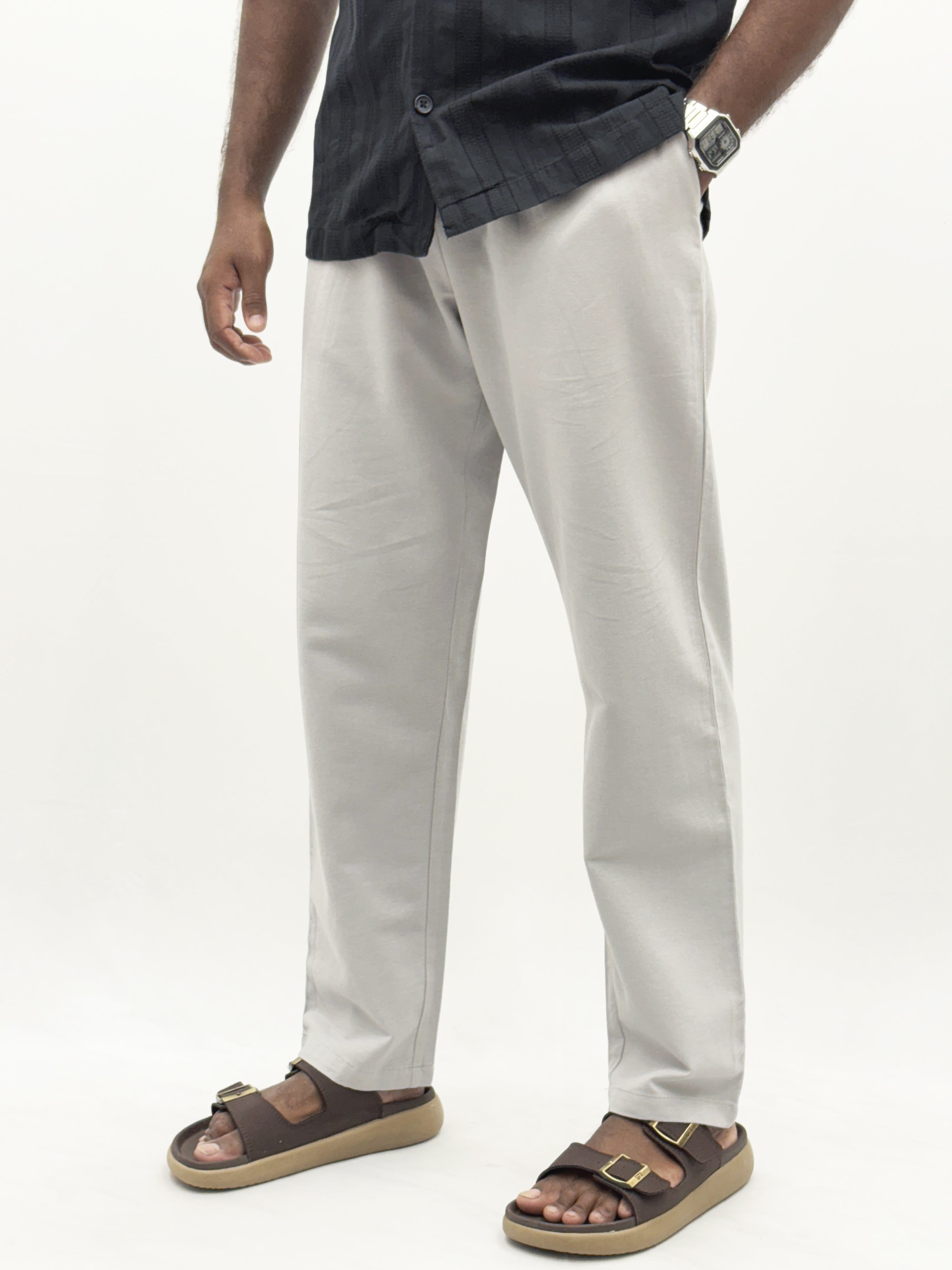 Grey Relax Fit Linen Pant