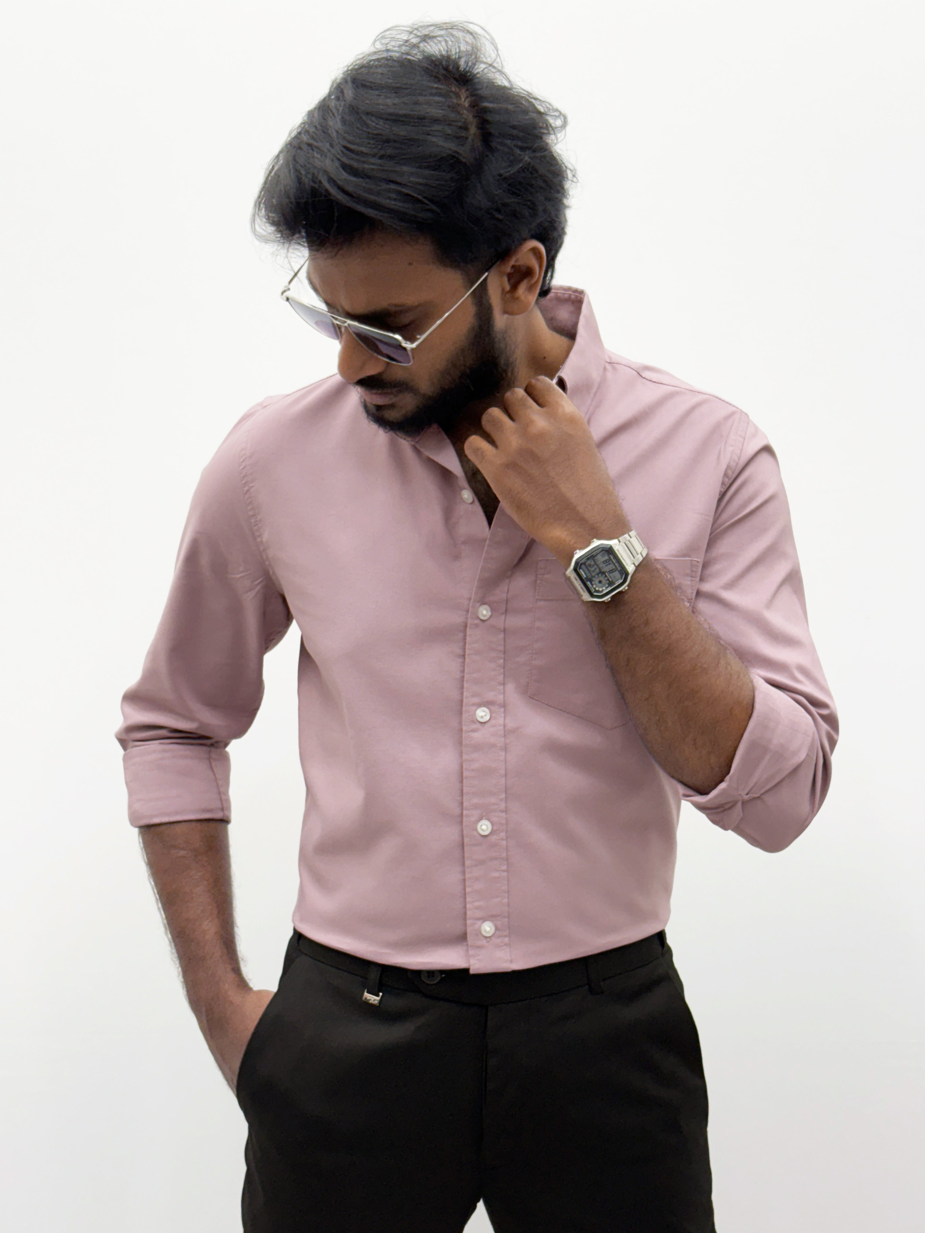 Mauve Plain Oxford Shirt