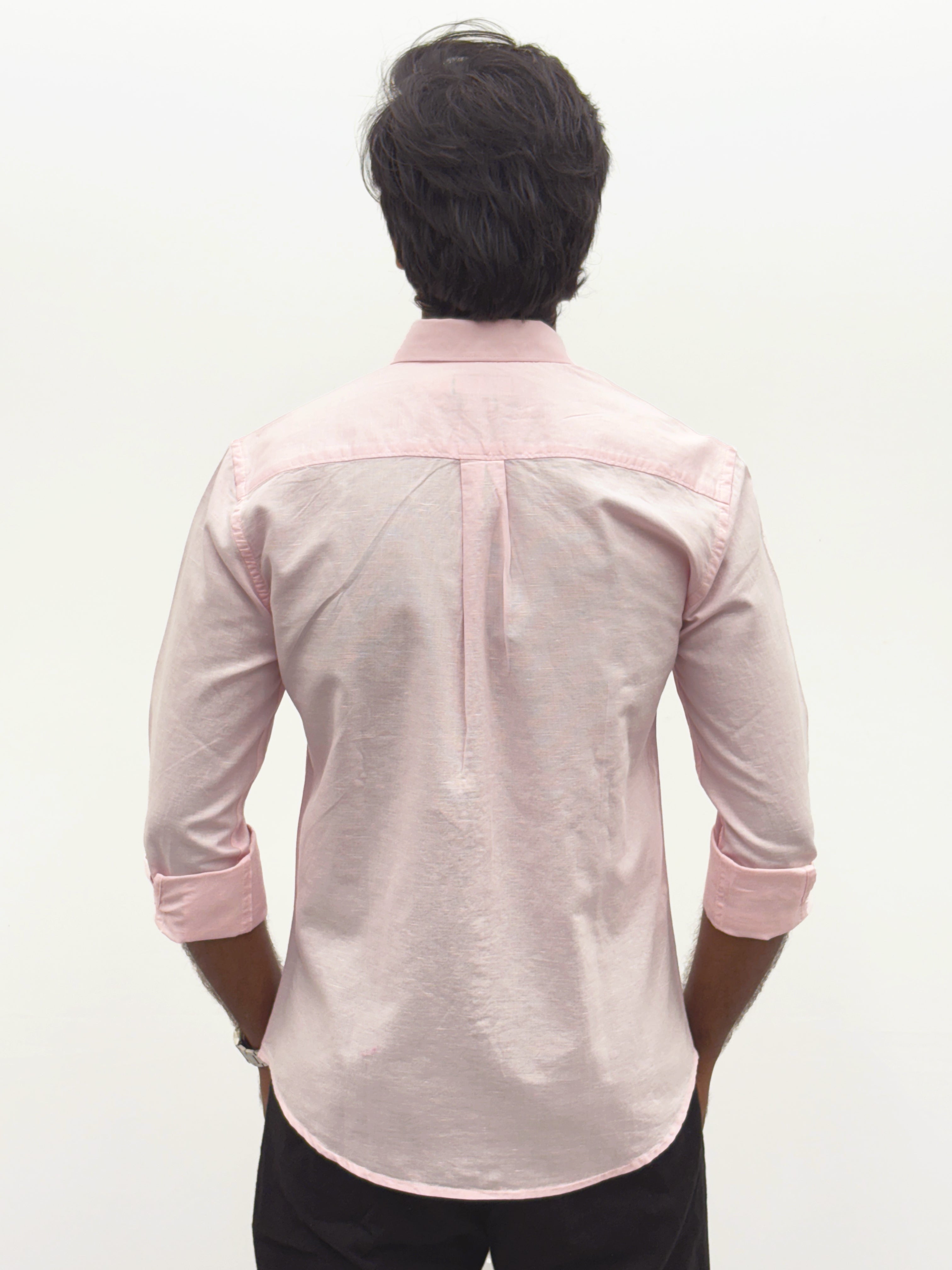 Light Pink Plain Linen Shirt