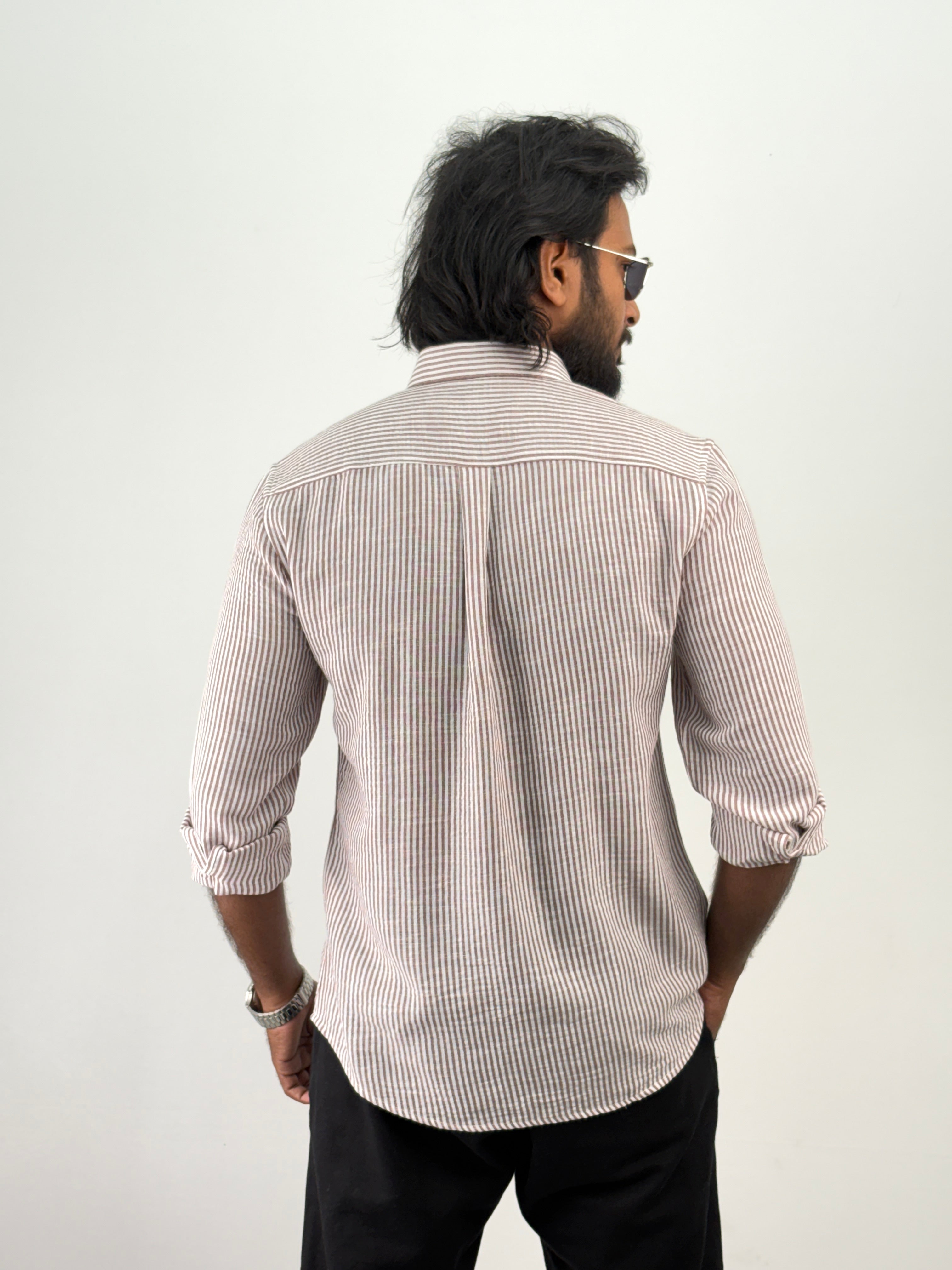 Mauve Linen Stripe Shirt
