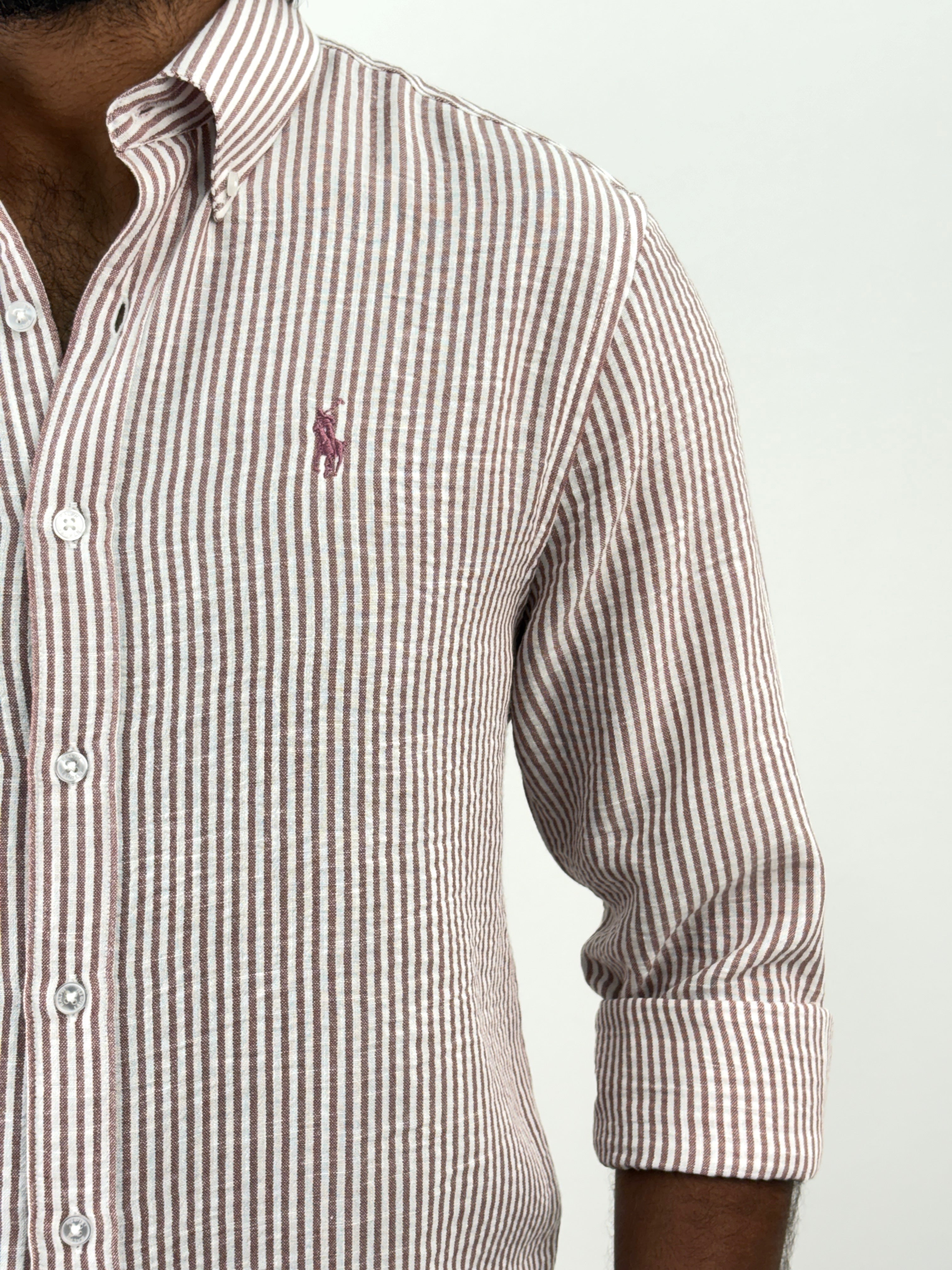 Mauve Linen Stripe Shirt