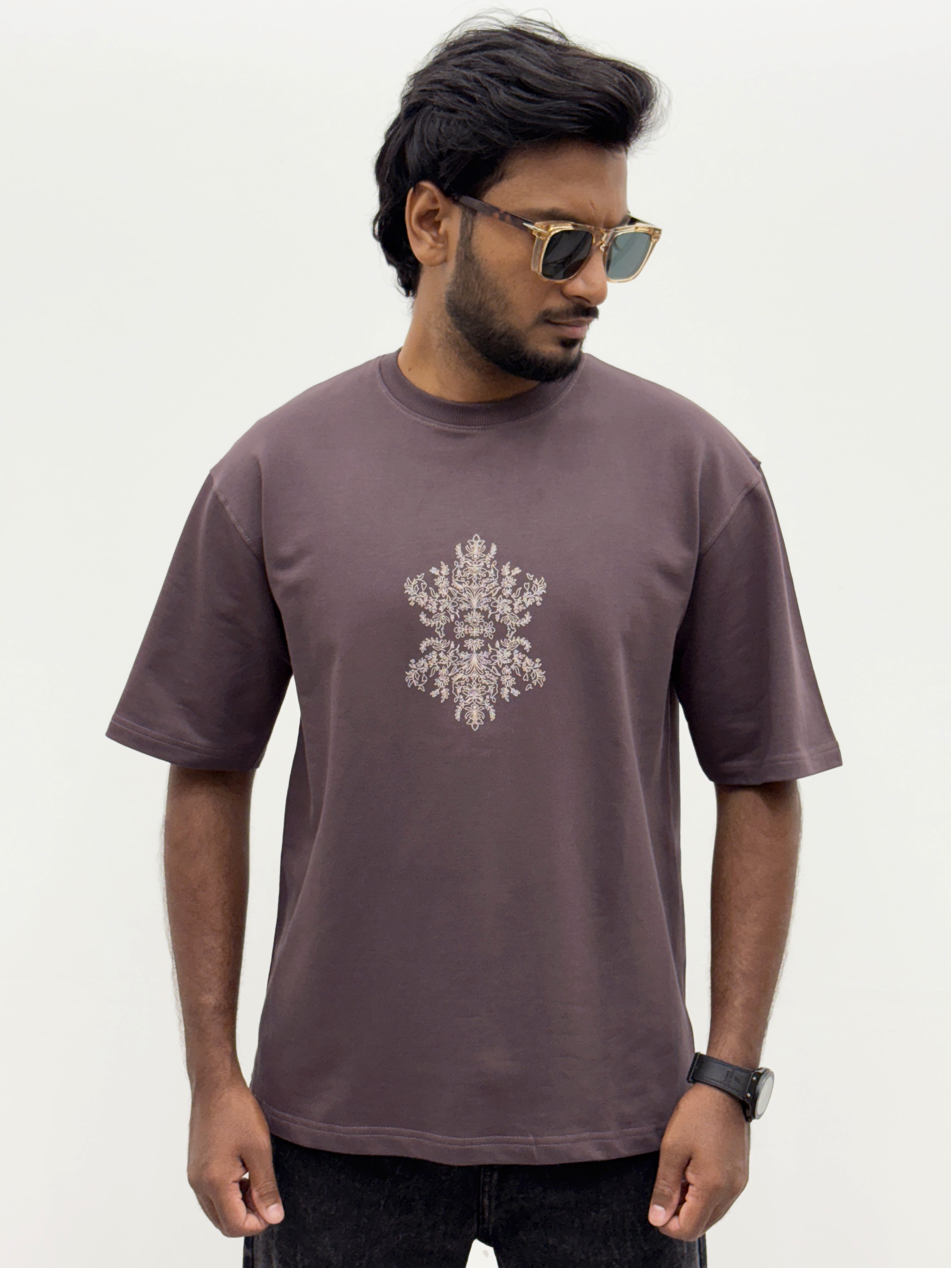 Mauve Oversize Back Print  T-Shirt