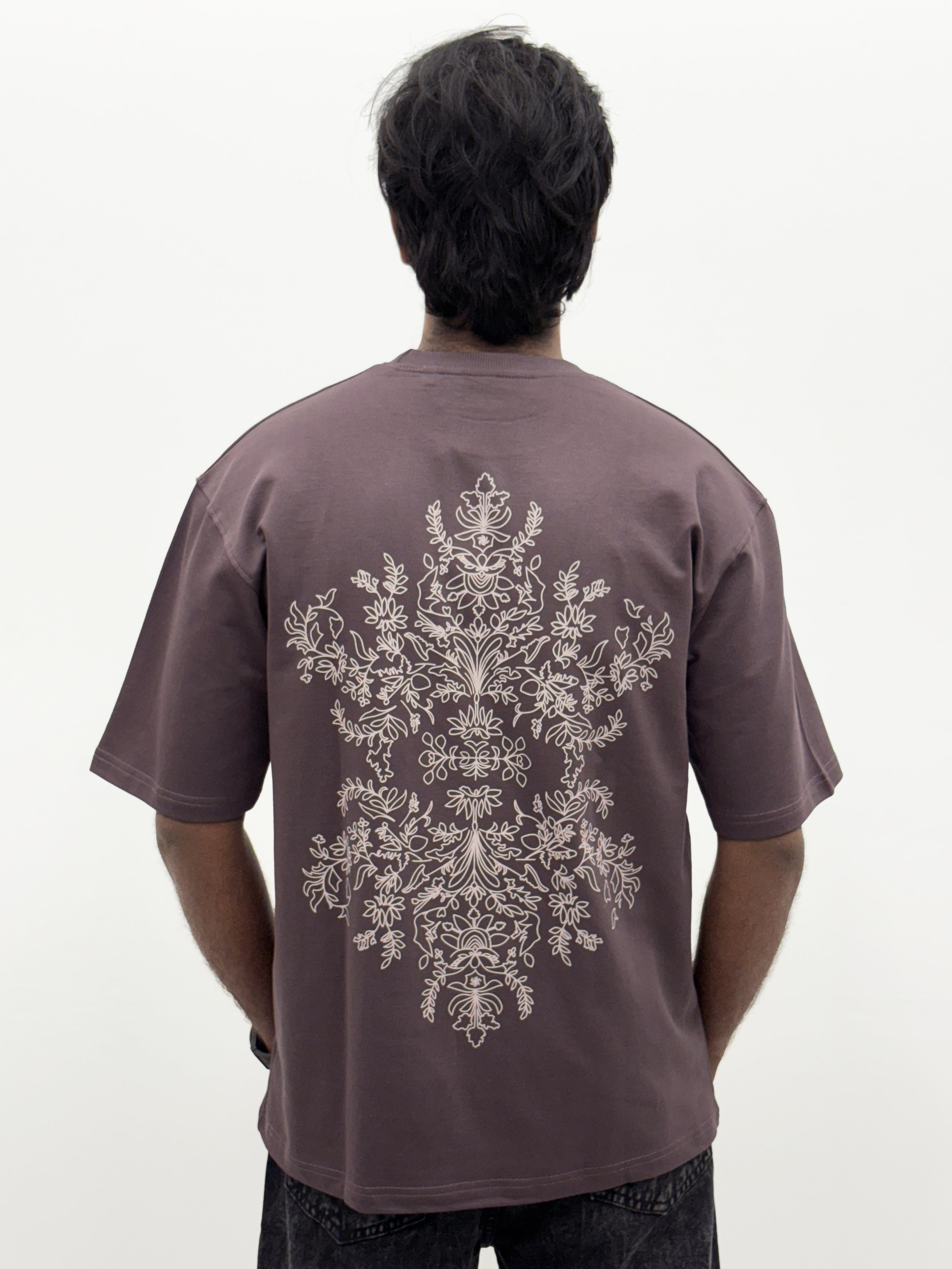 Mauve Oversize Back Print  T-Shirt