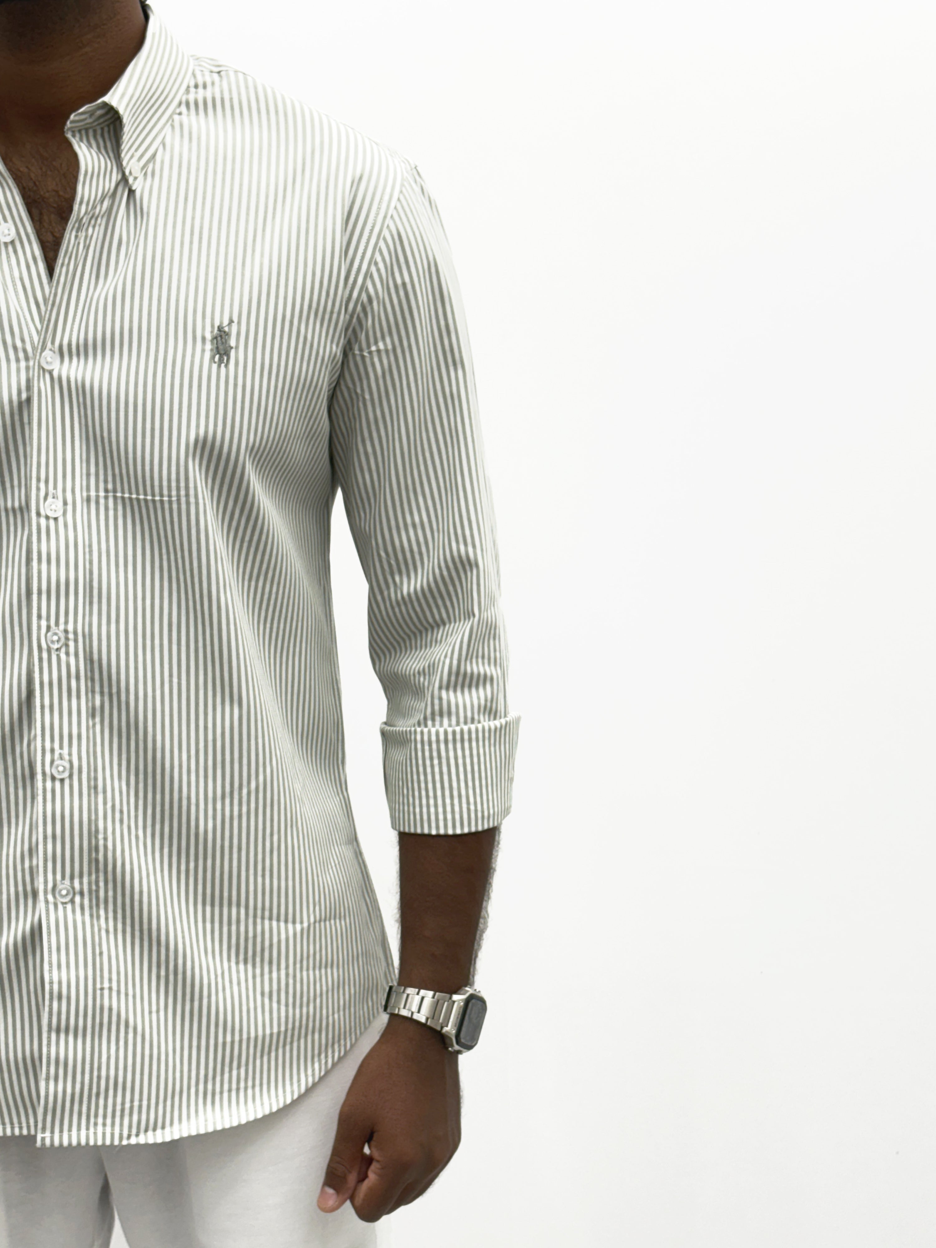 Mild Green Old Money Stripe Shirt