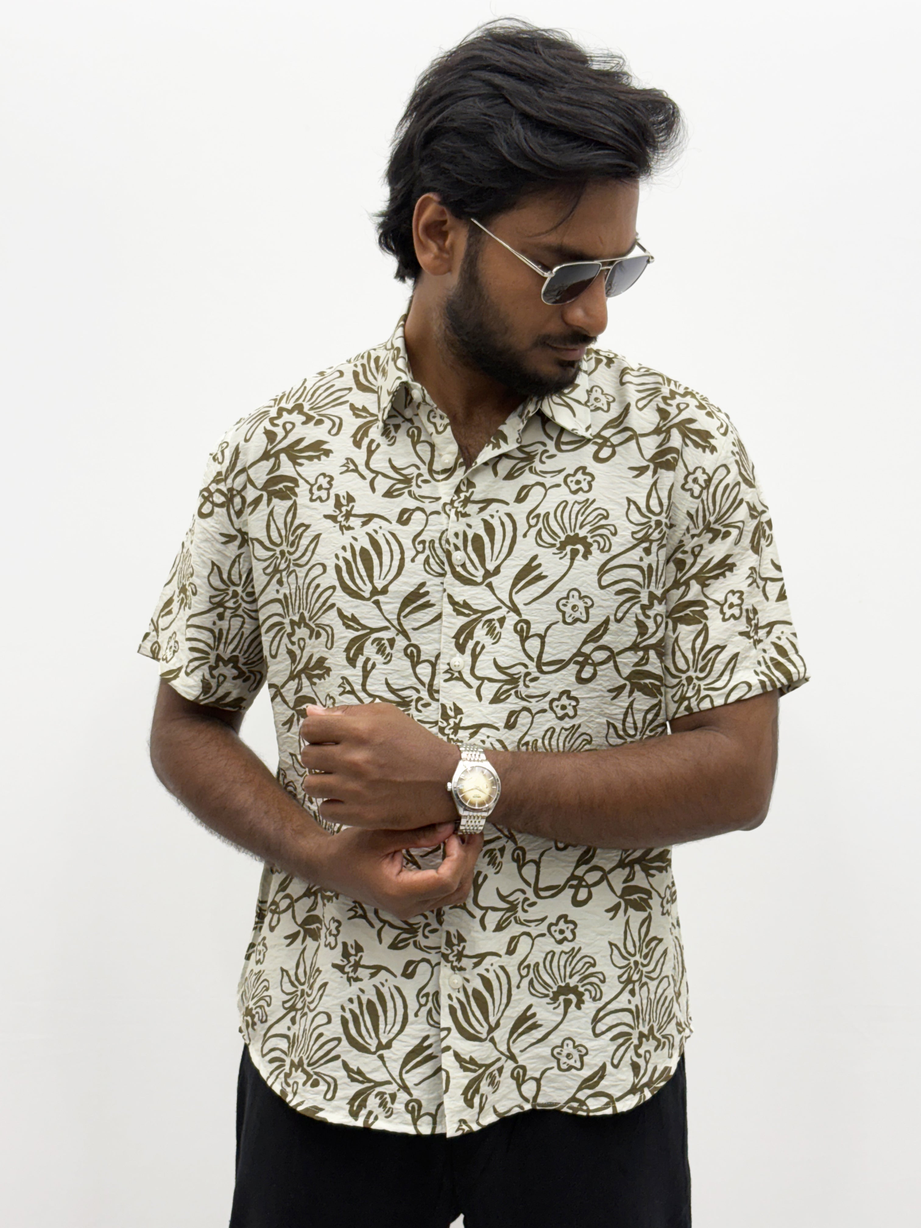 Mustard IMP Printed Half Sleeve Shirt