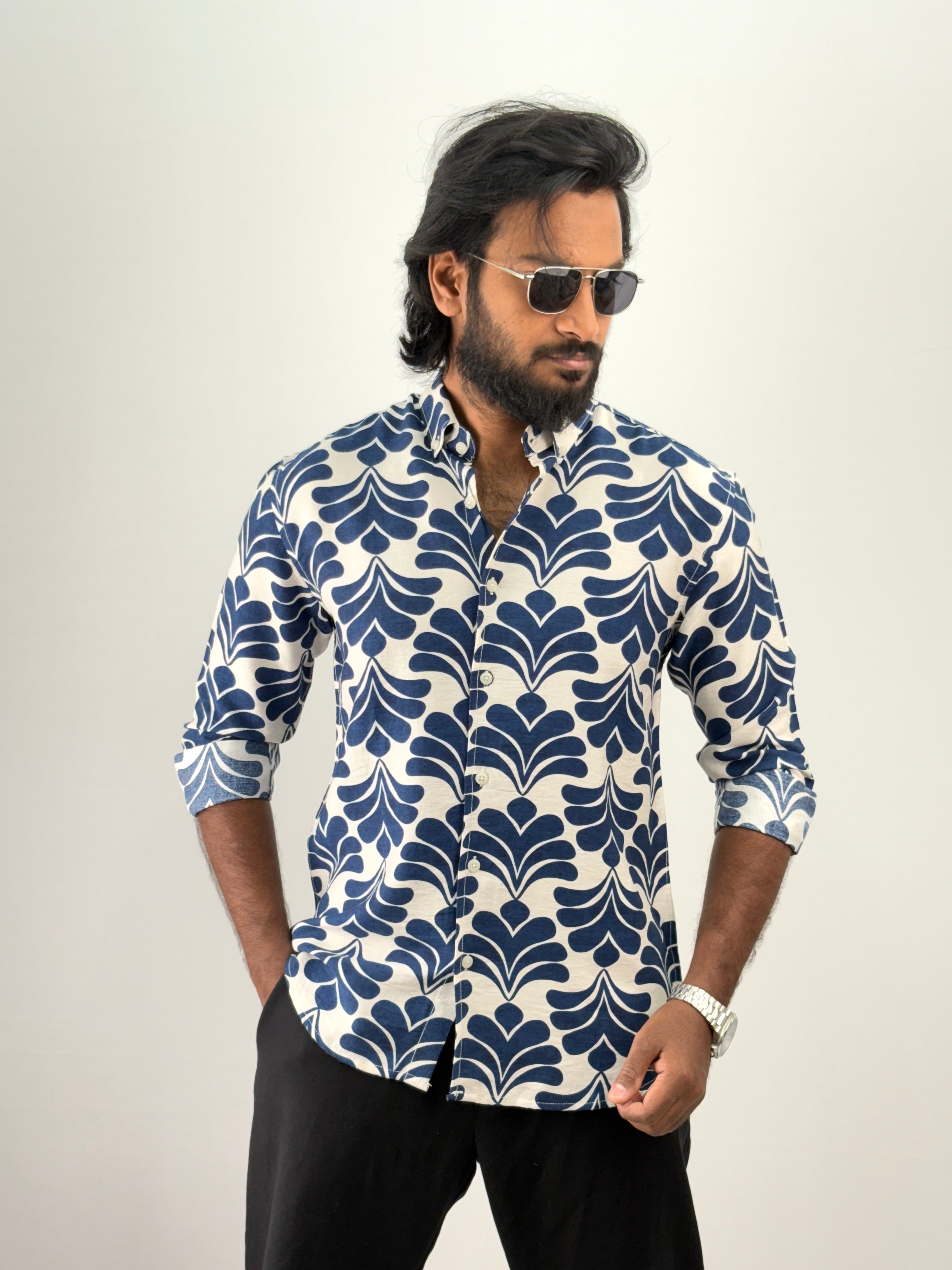 Navy Printed Shirt