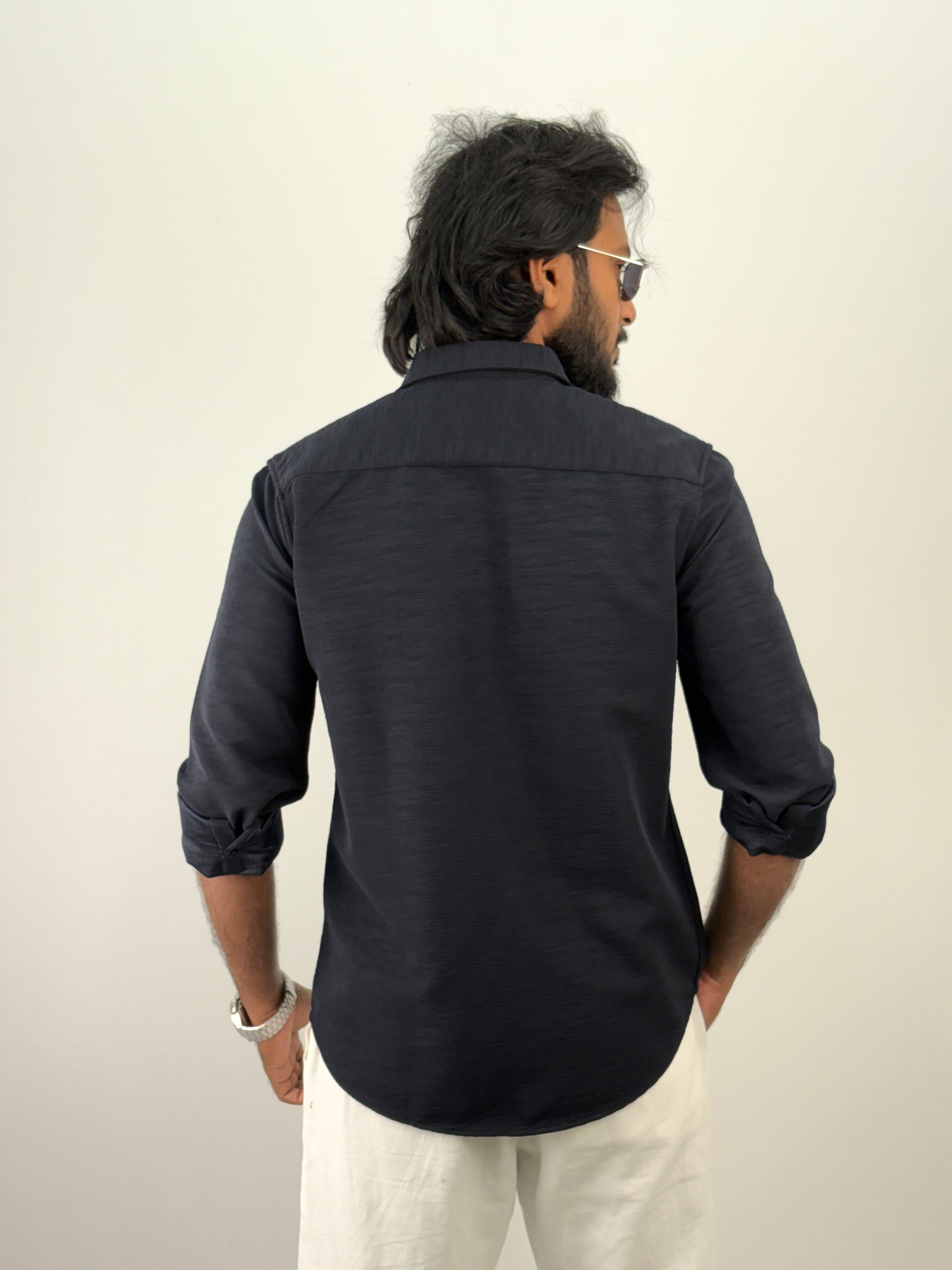 Navy Textured Shirt