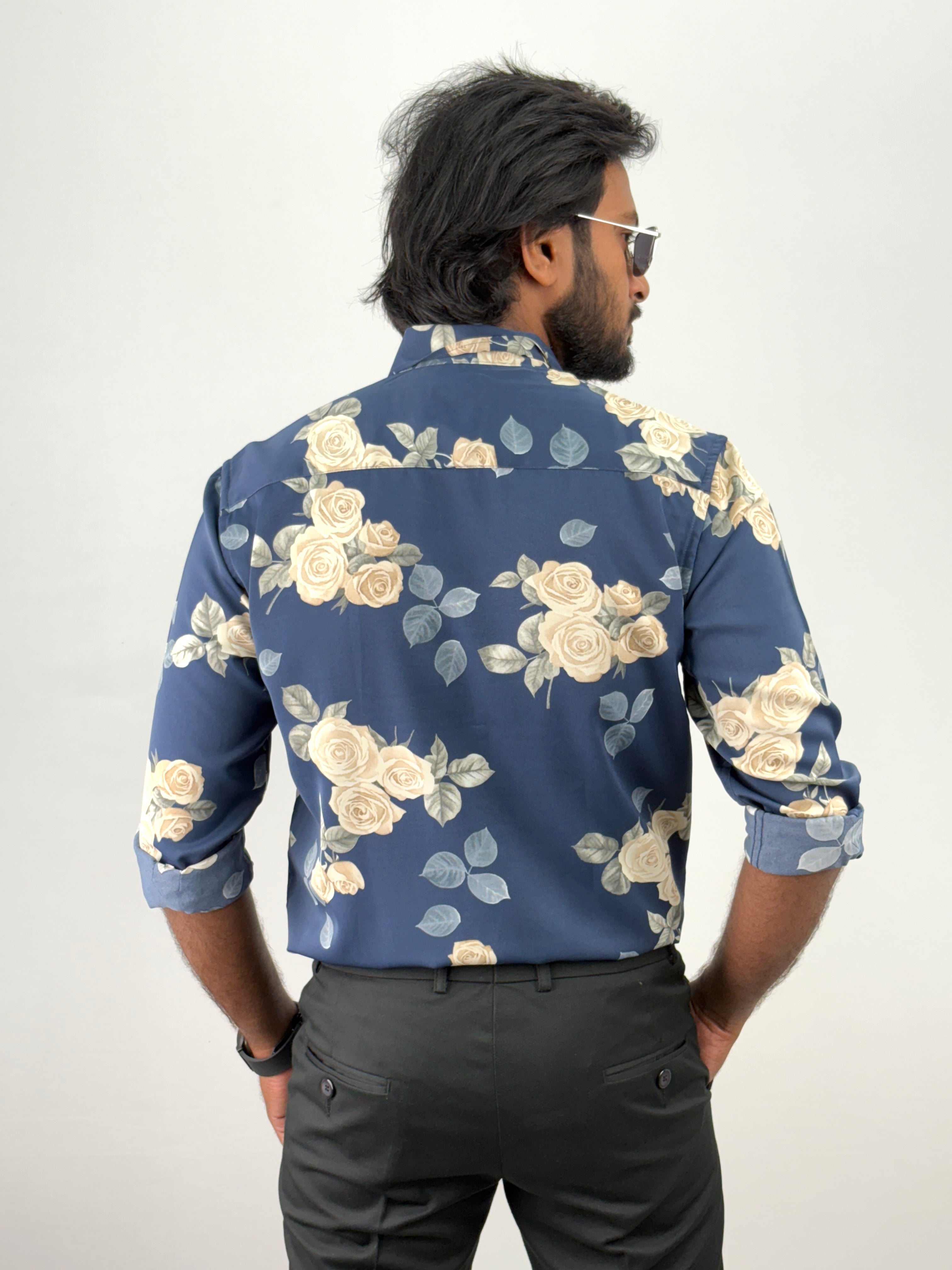 Navy Retro Printed Shirt