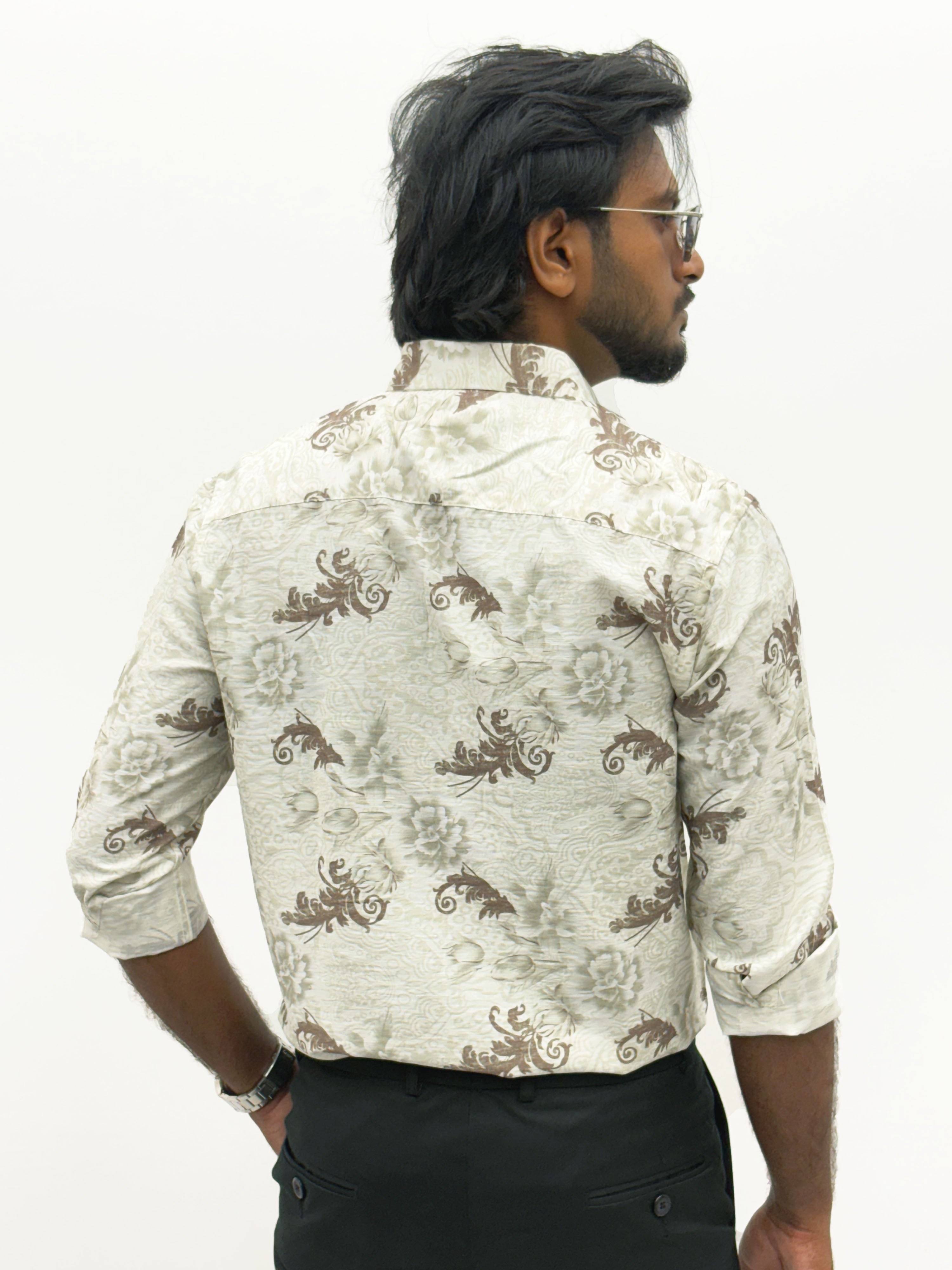 Cream Brown IMP Printed Shirt