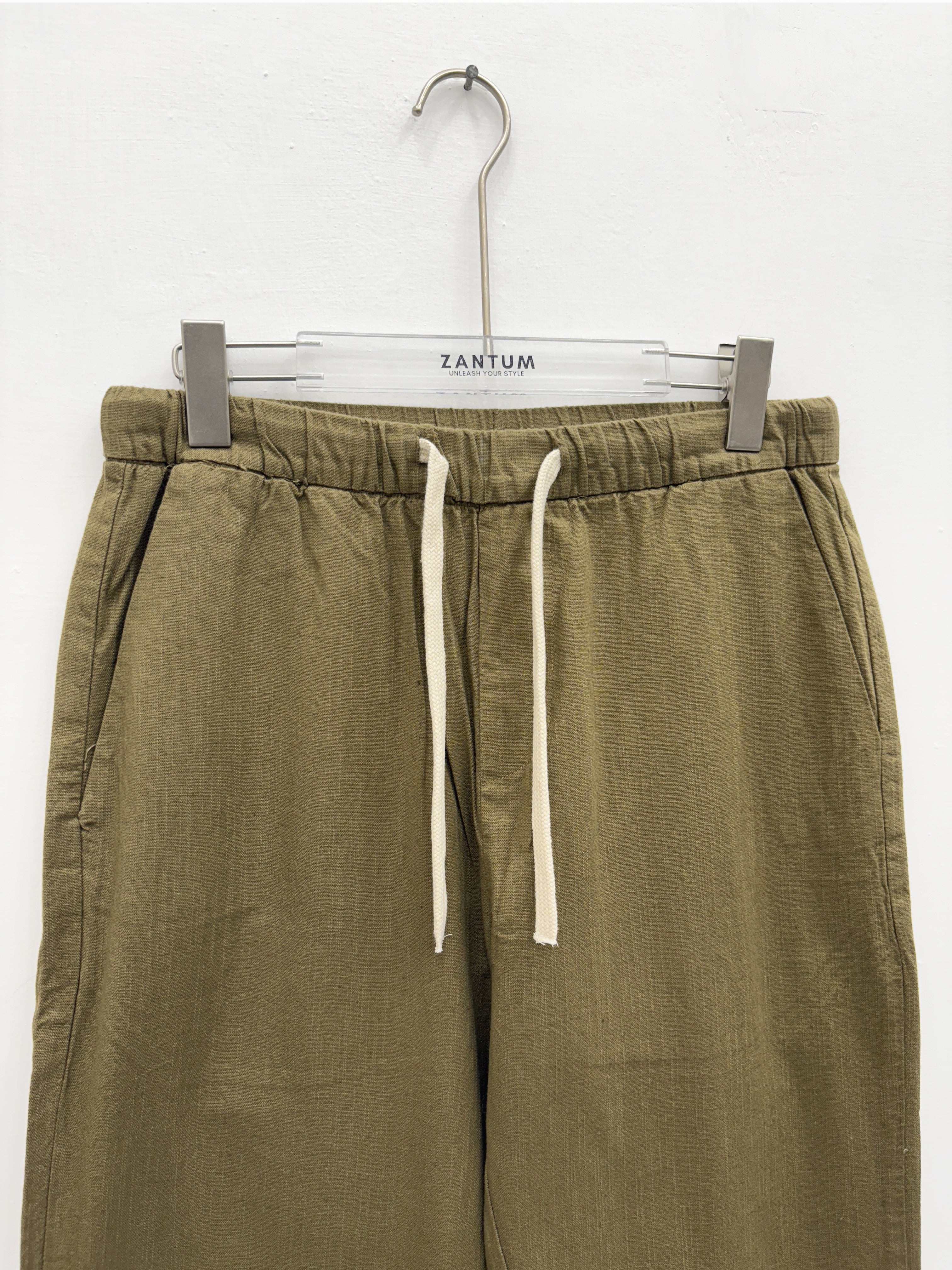 Olive Relax Fit Linen Pants
