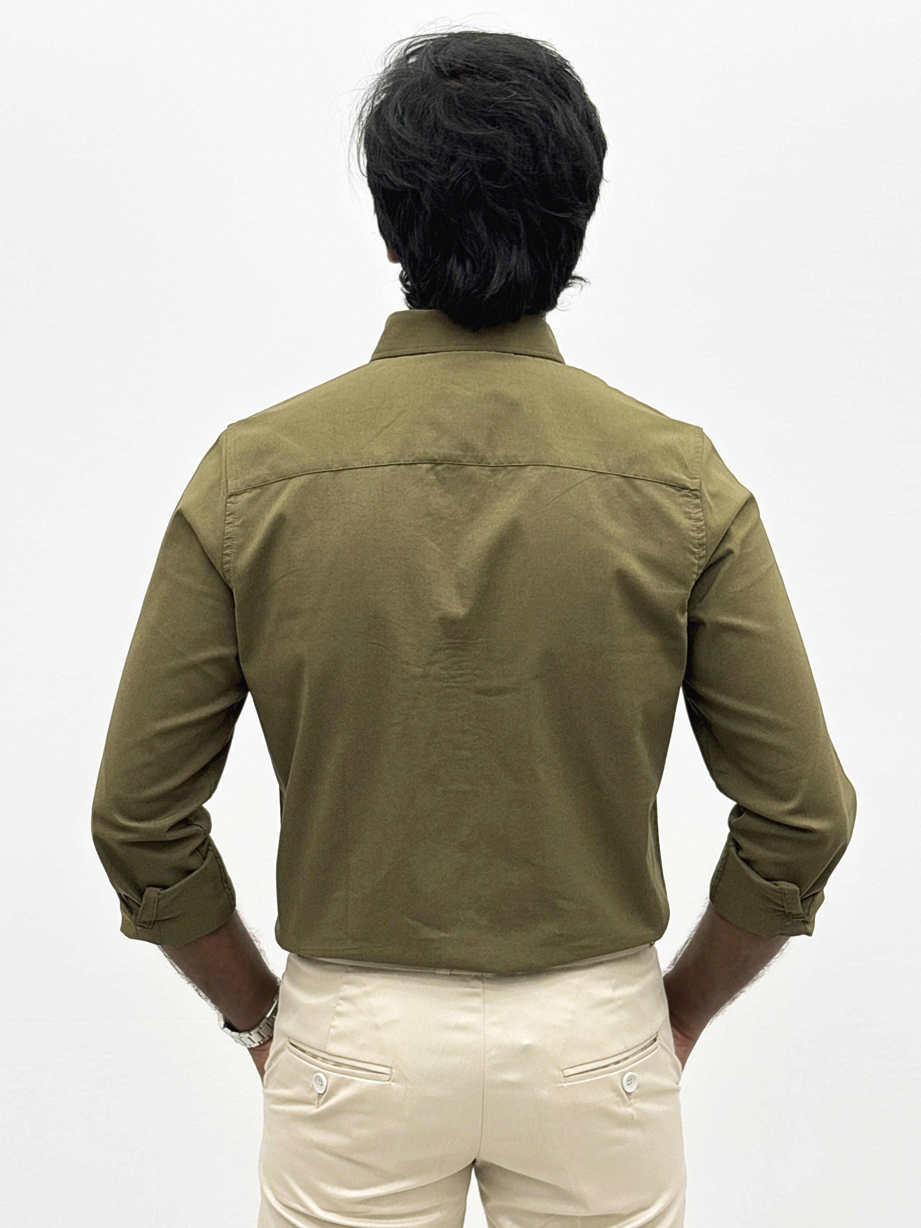 Olive Plain Oxford Shirt